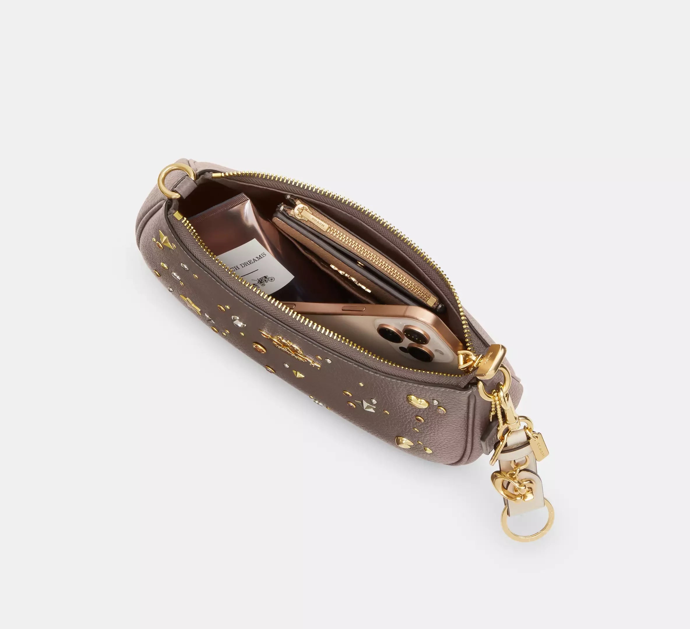 Coach Teri Shoulder Bag With Rivets – Gold/Dark Stone - Sneaker Türkiye