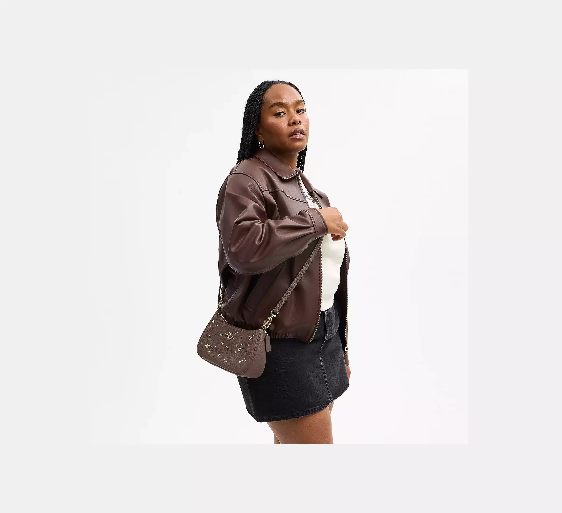 Coach Teri Shoulder Bag With Rivets – Gold/Dark Stone - Sneaker Türkiye