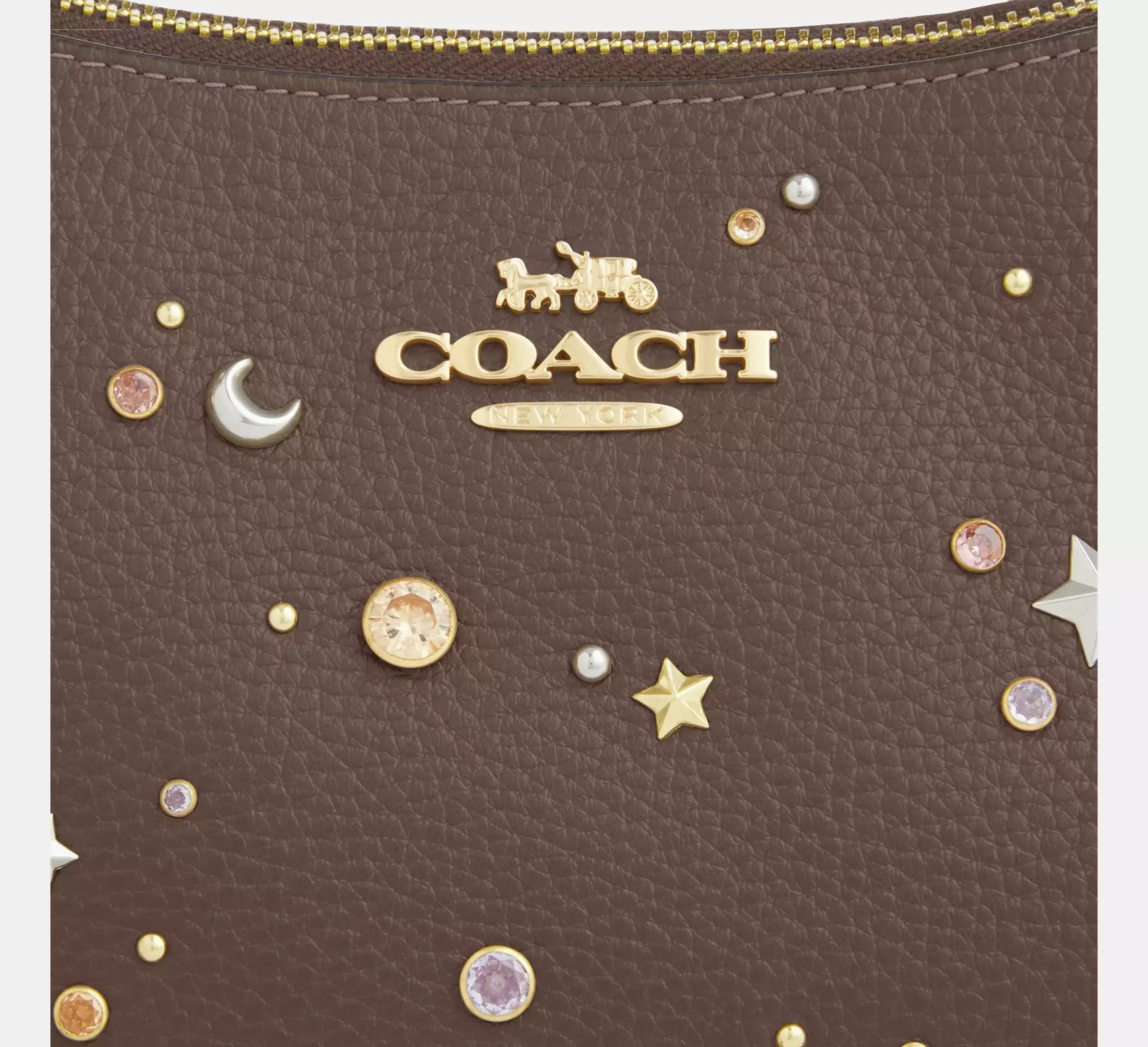Coach Teri Shoulder Bag With Rivets – Gold/Dark Stone - Sneaker Türkiye