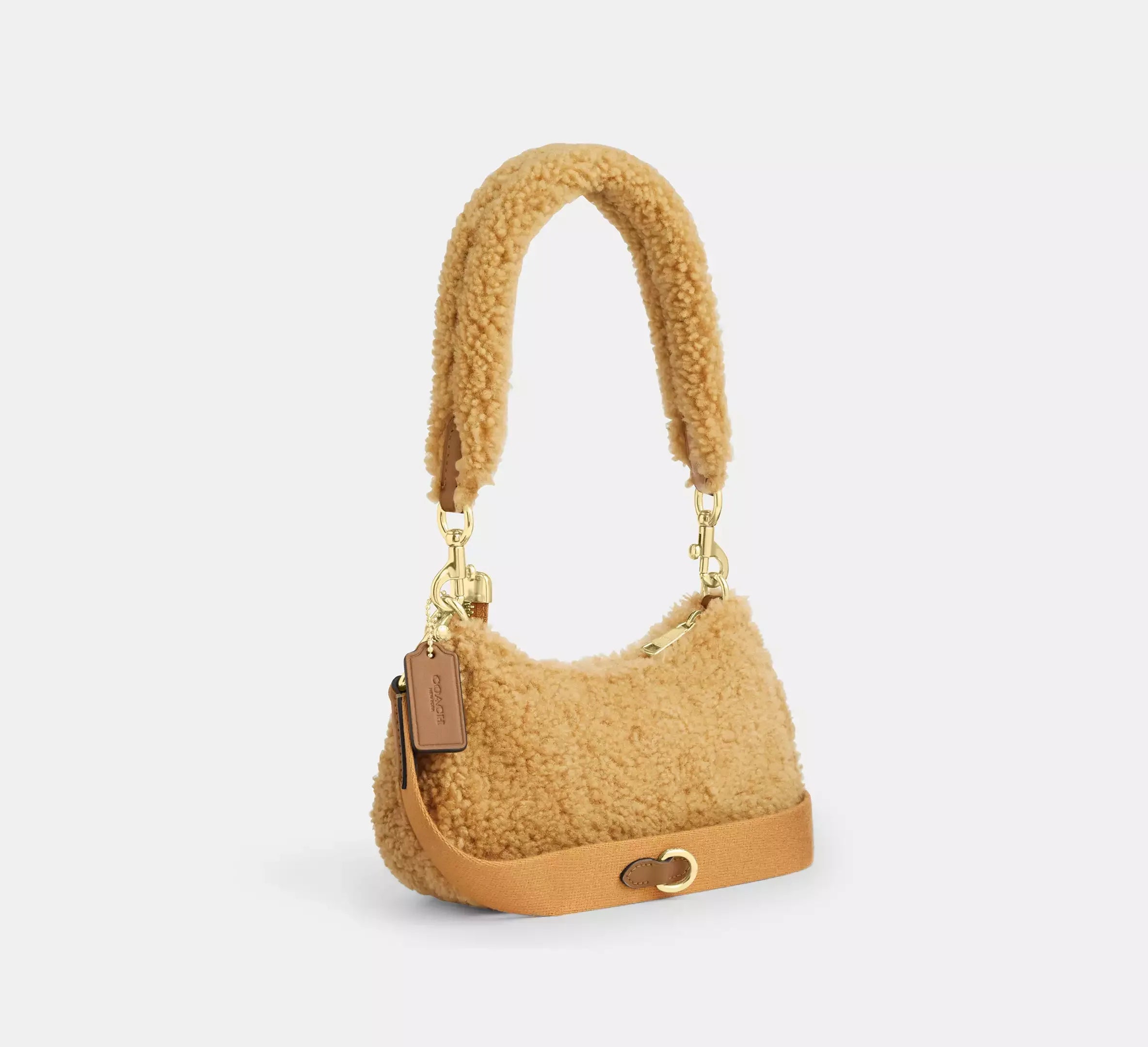 Coach Teri Mini Crossbody Bag In Shearling – Im/Dark Natural/Honey Brown - Sneaker Türkiye