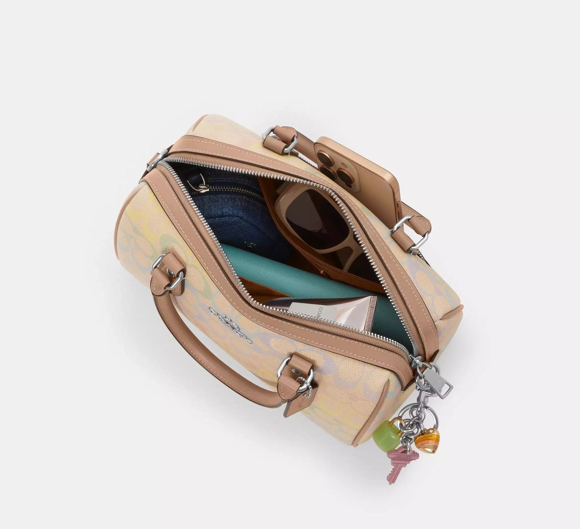 Coach Rowan Satchel Bag In Rainbow Signature – Silver/Sand Multi - Sneaker Türkiye