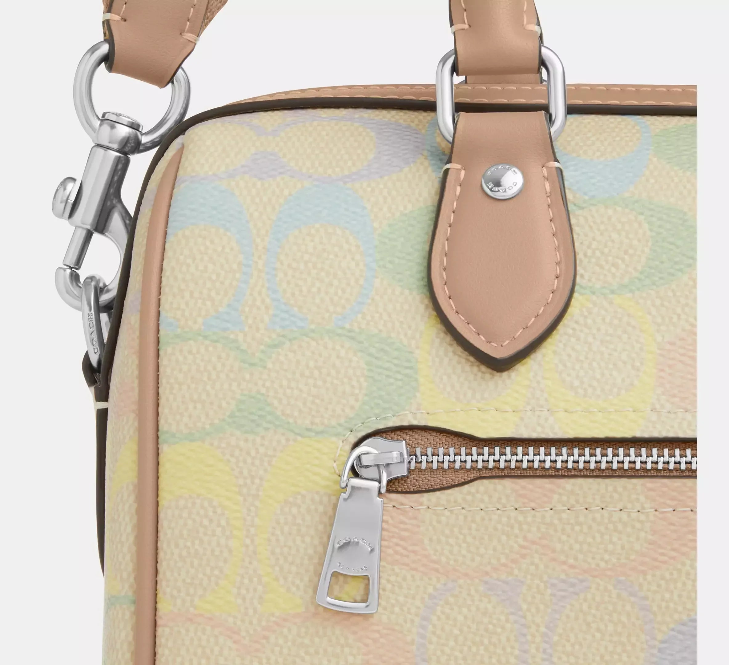 Coach Rowan Satchel Bag In Rainbow Signature – Silver/Sand Multi - Sneaker Türkiye