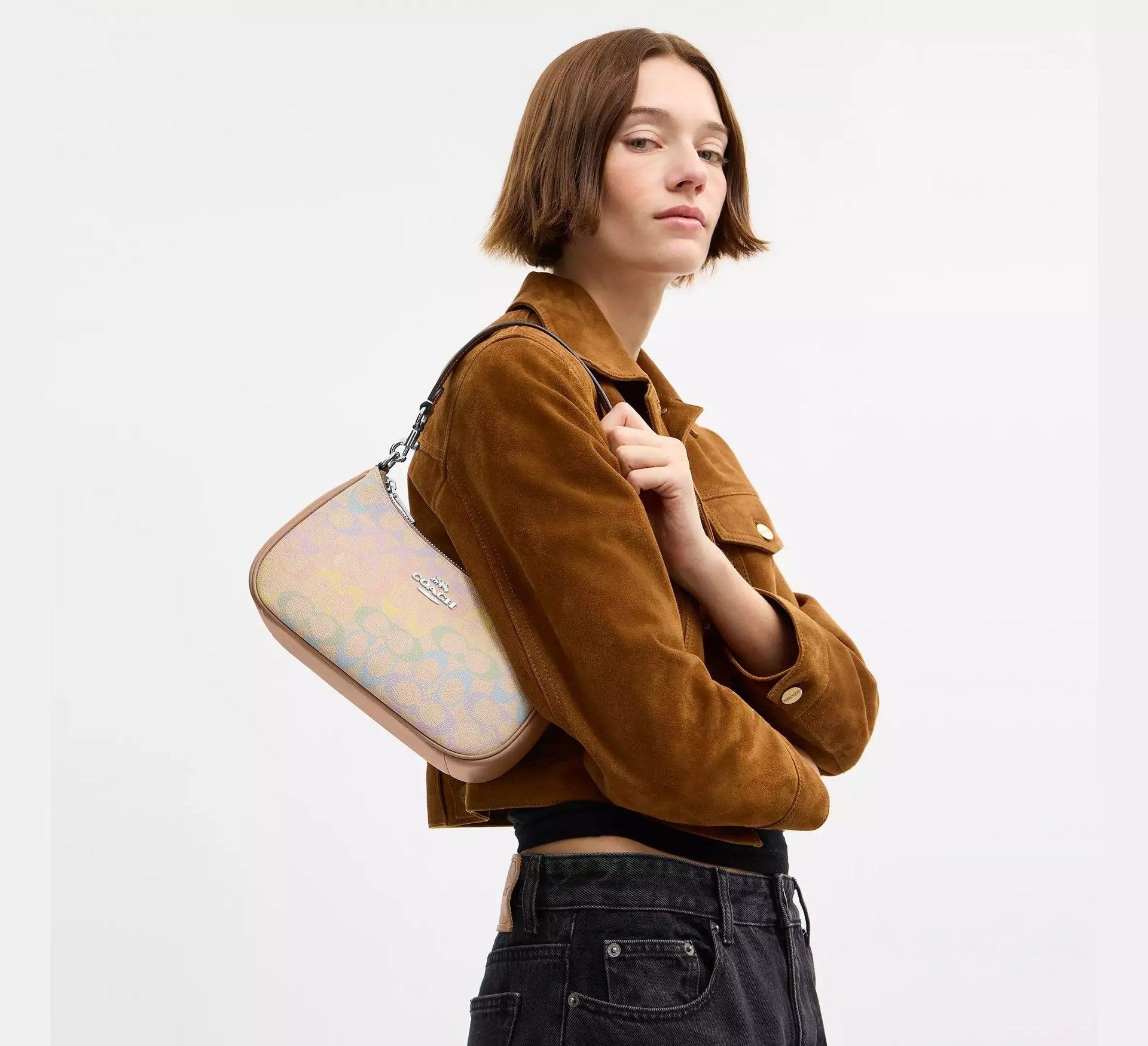 Coach Teri Shoulder Bag In Rainbow Signature – Silver - Sneaker Türkiye