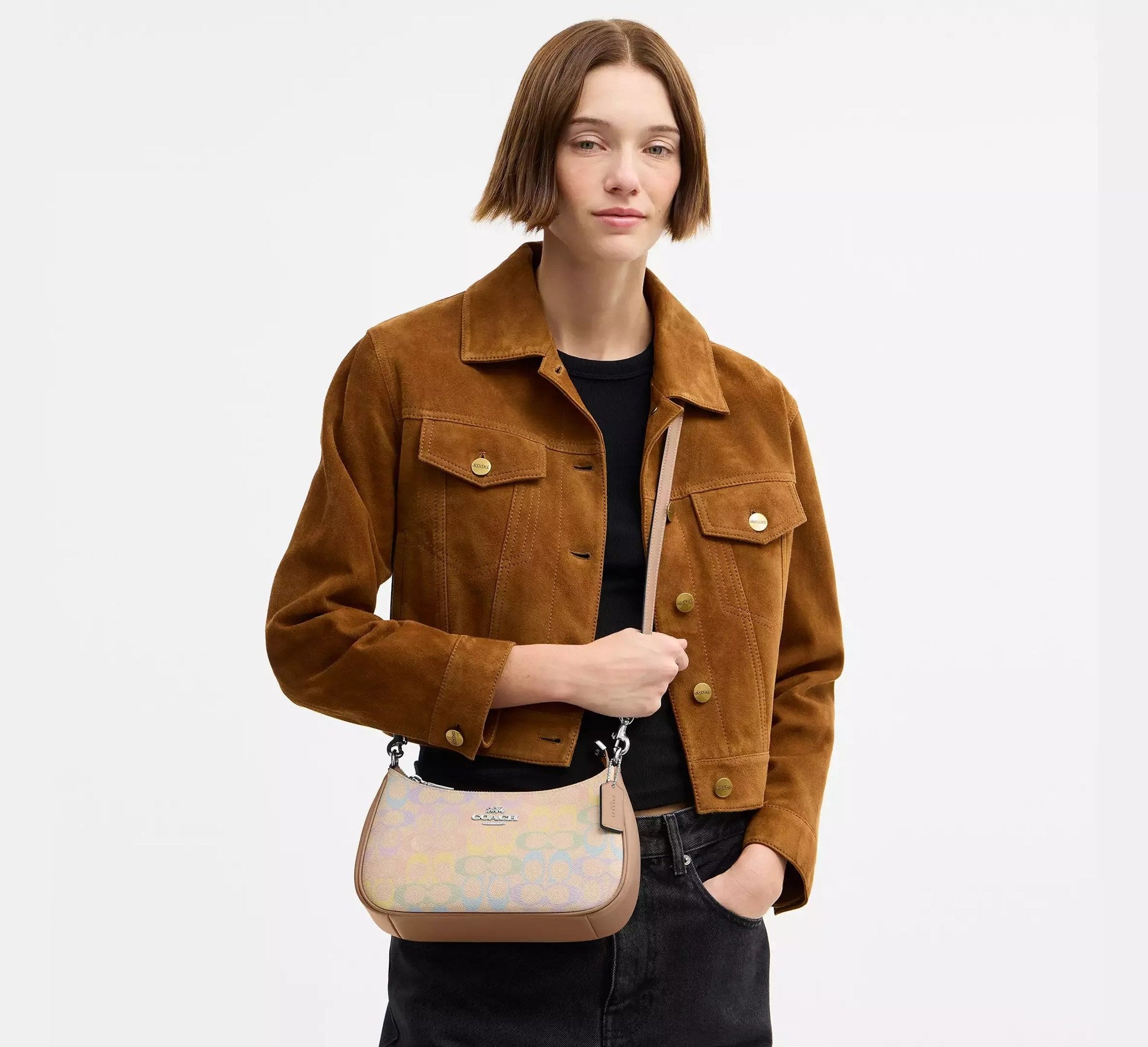 Coach Teri Shoulder Bag In Rainbow Signature – Silver - Sneaker Türkiye