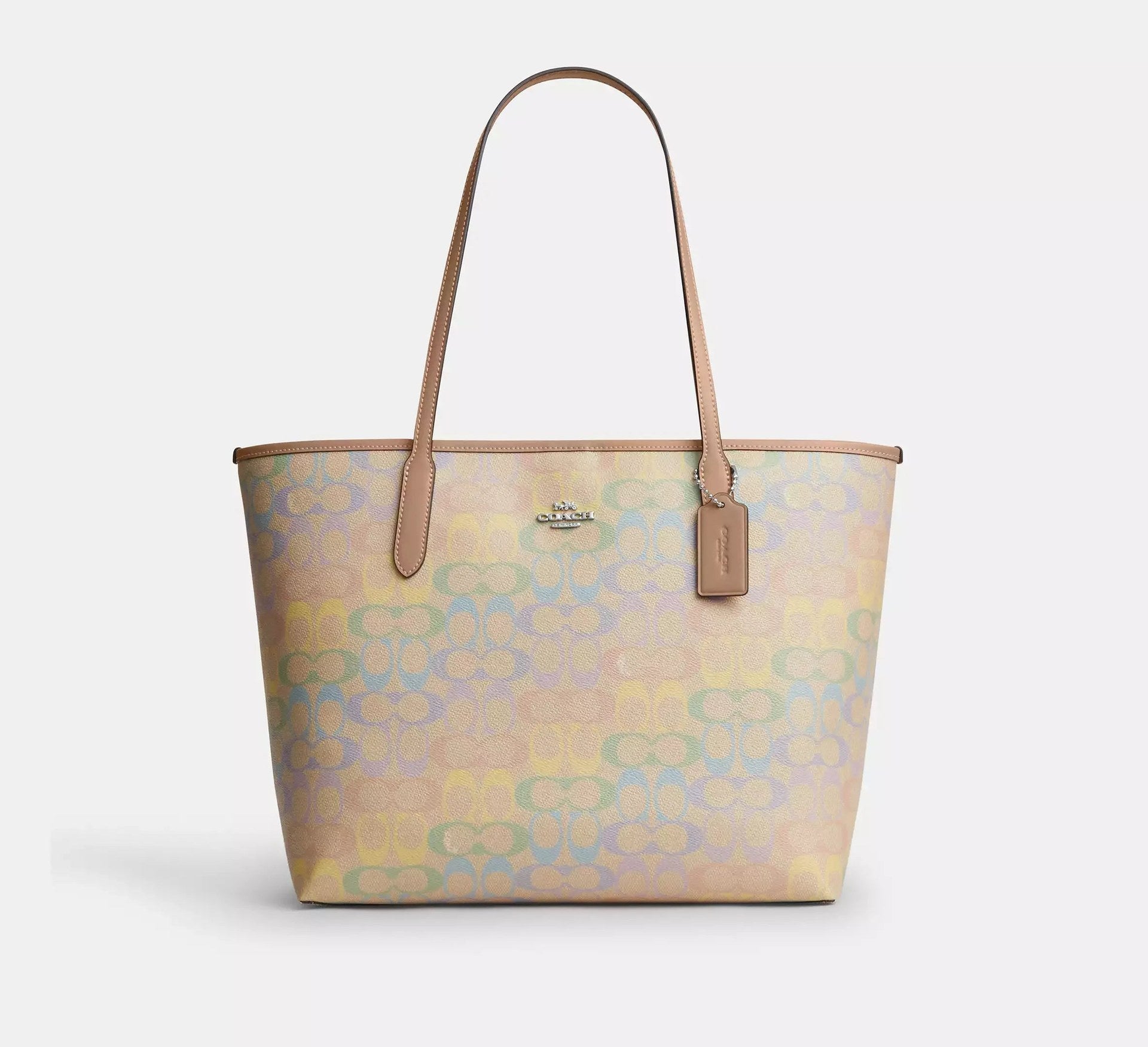 Coach City Tote Bag In Rainbow Signature – Silver - Sneaker Türkiye