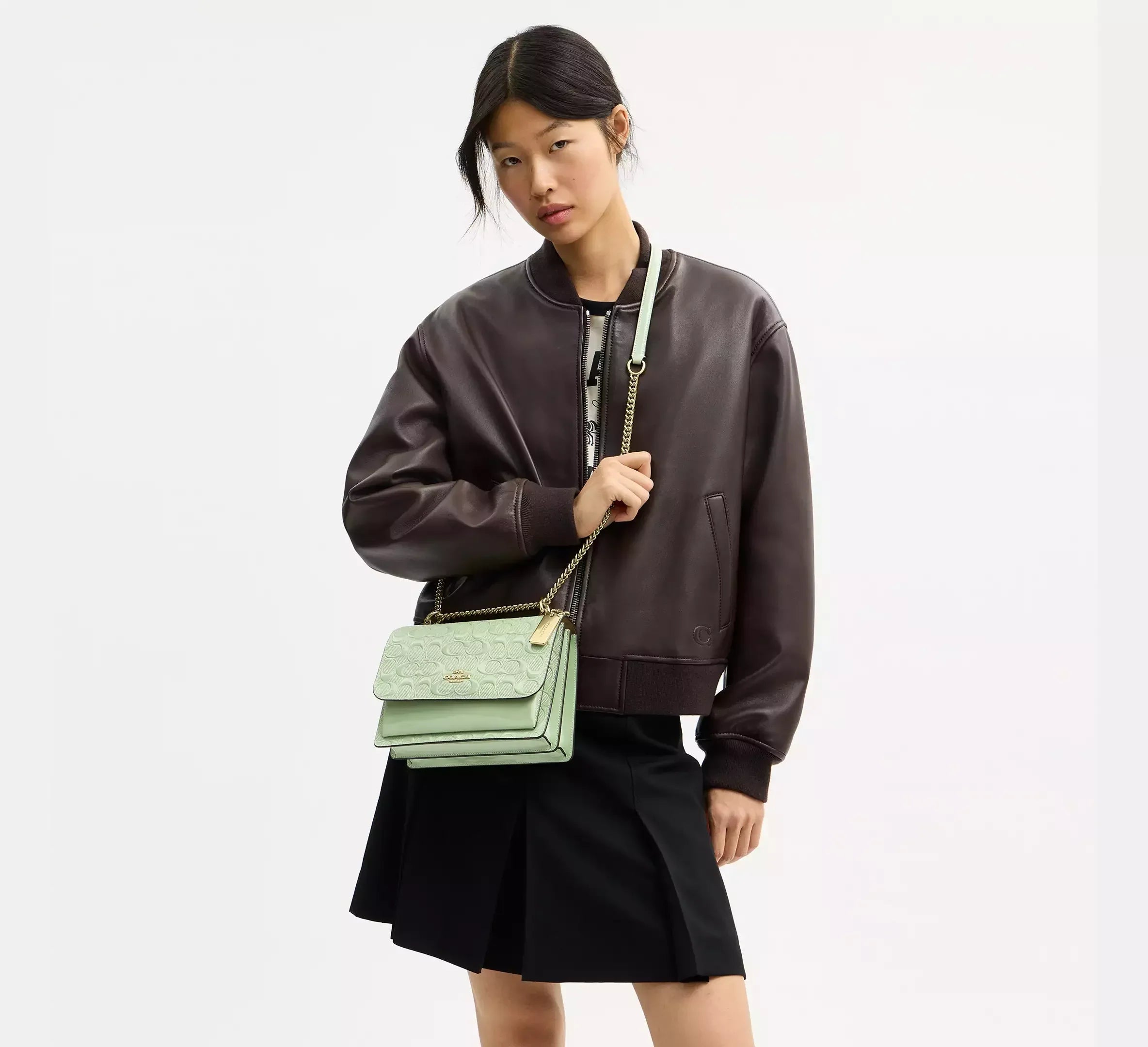 Coach Klare Crossbody Bag In Signature Leather – Gold/Pale Green - Sneaker Türkiye