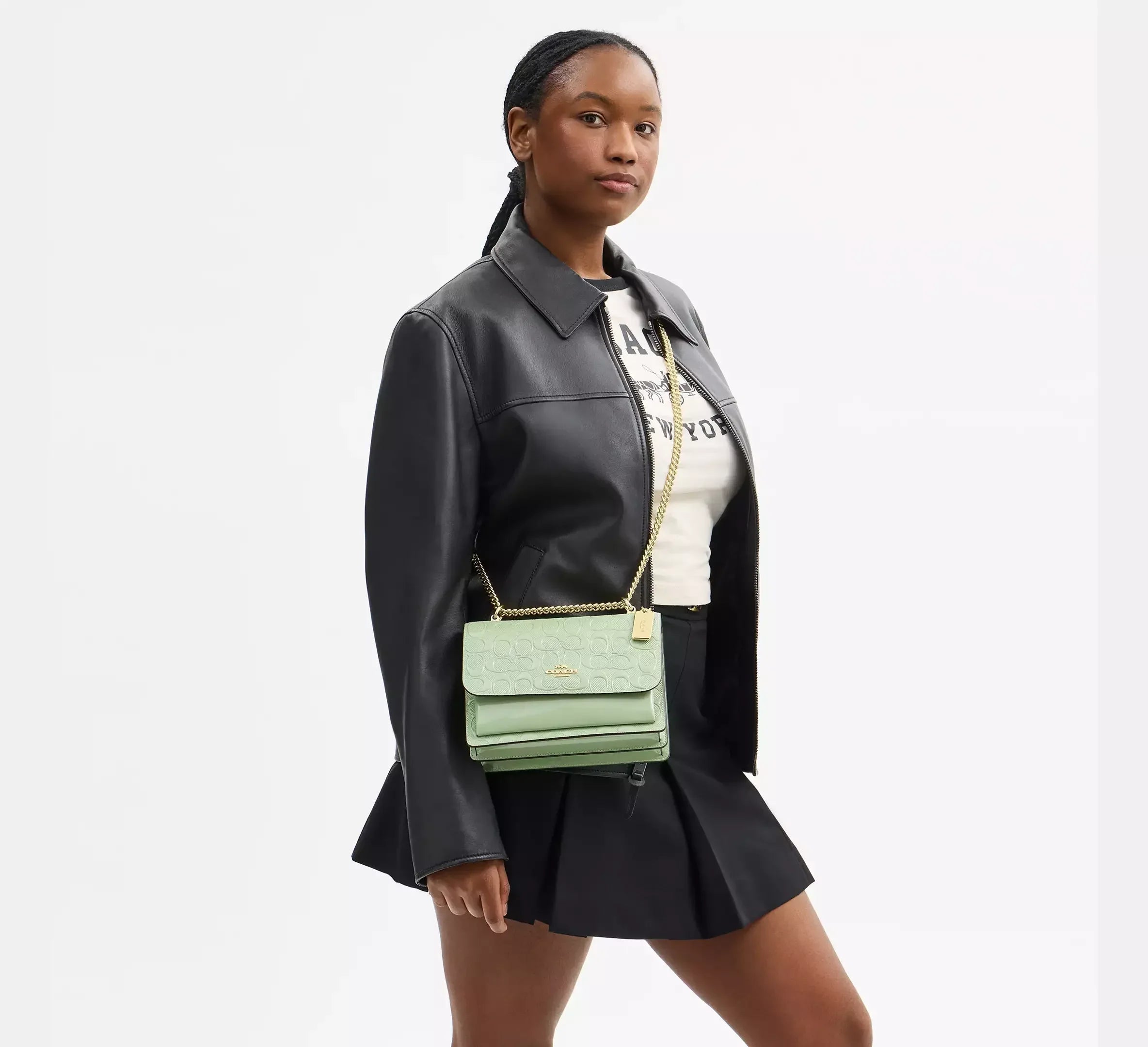 Coach Klare Crossbody Bag In Signature Leather – Gold/Pale Green - Sneaker Türkiye