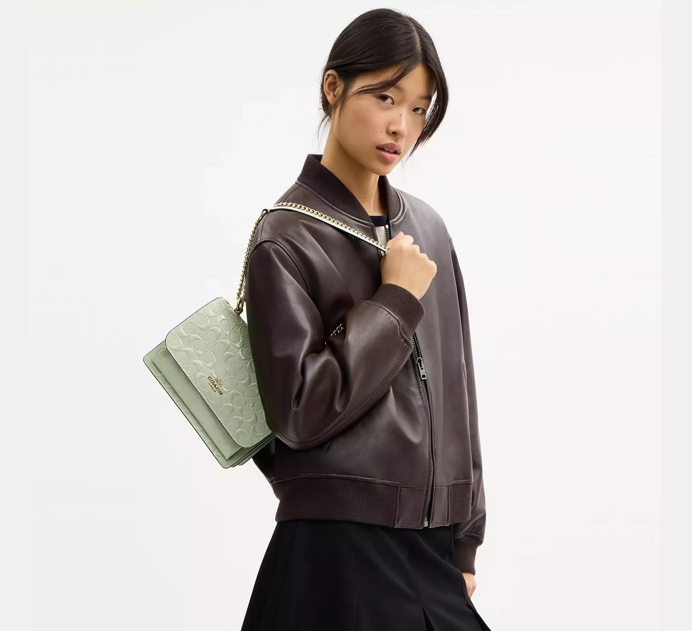 Coach Klare Crossbody Bag In Signature Leather – Gold/Pale Green - Sneaker Türkiye