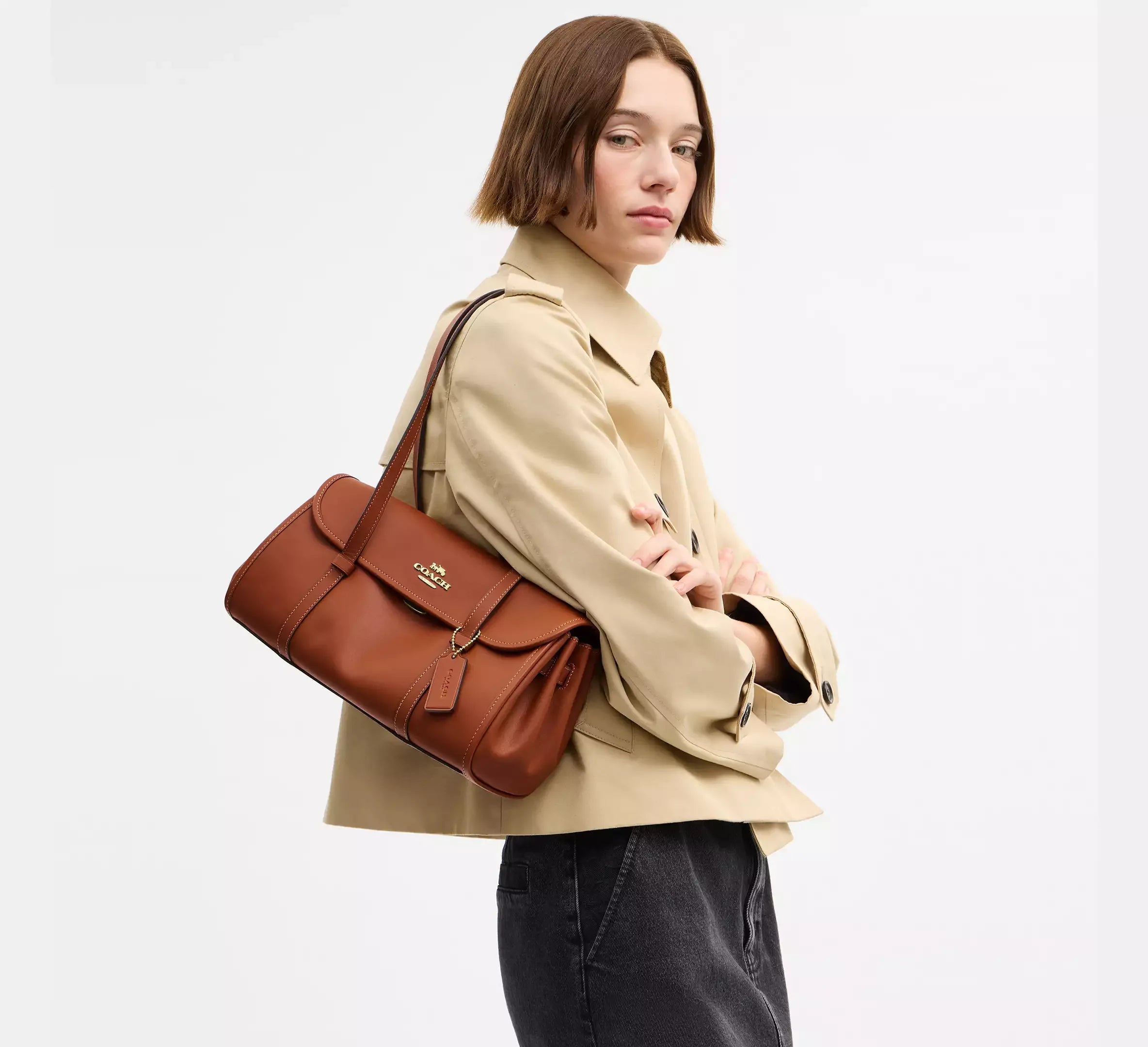 Coach Bridget Flap Shoulder Bag – Gold/Tan - Sneaker Türkiye