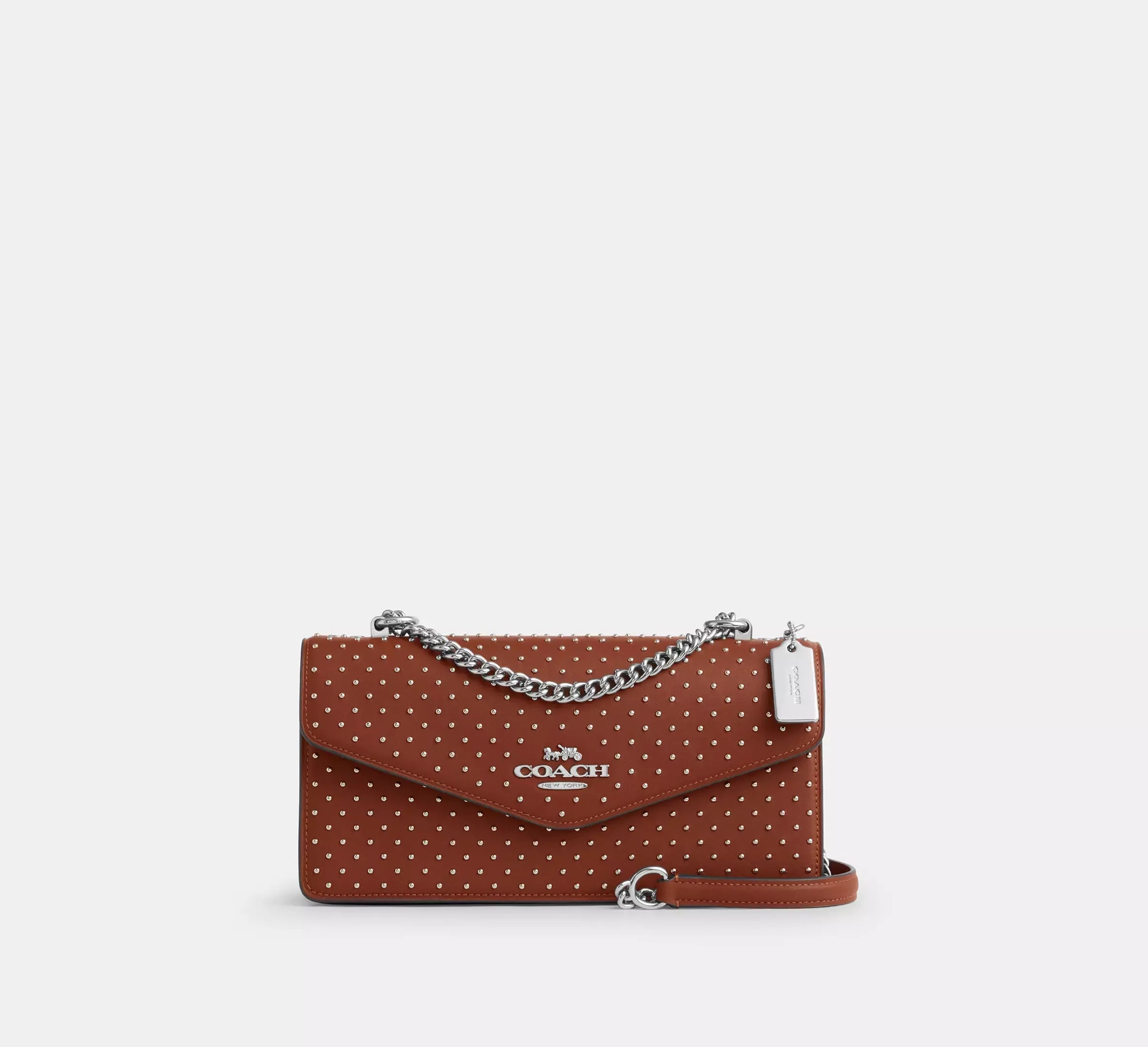 Coach Klare Envelope Crossbody Bag With Rivets – Silver/Pecan - Sneaker Türkiye