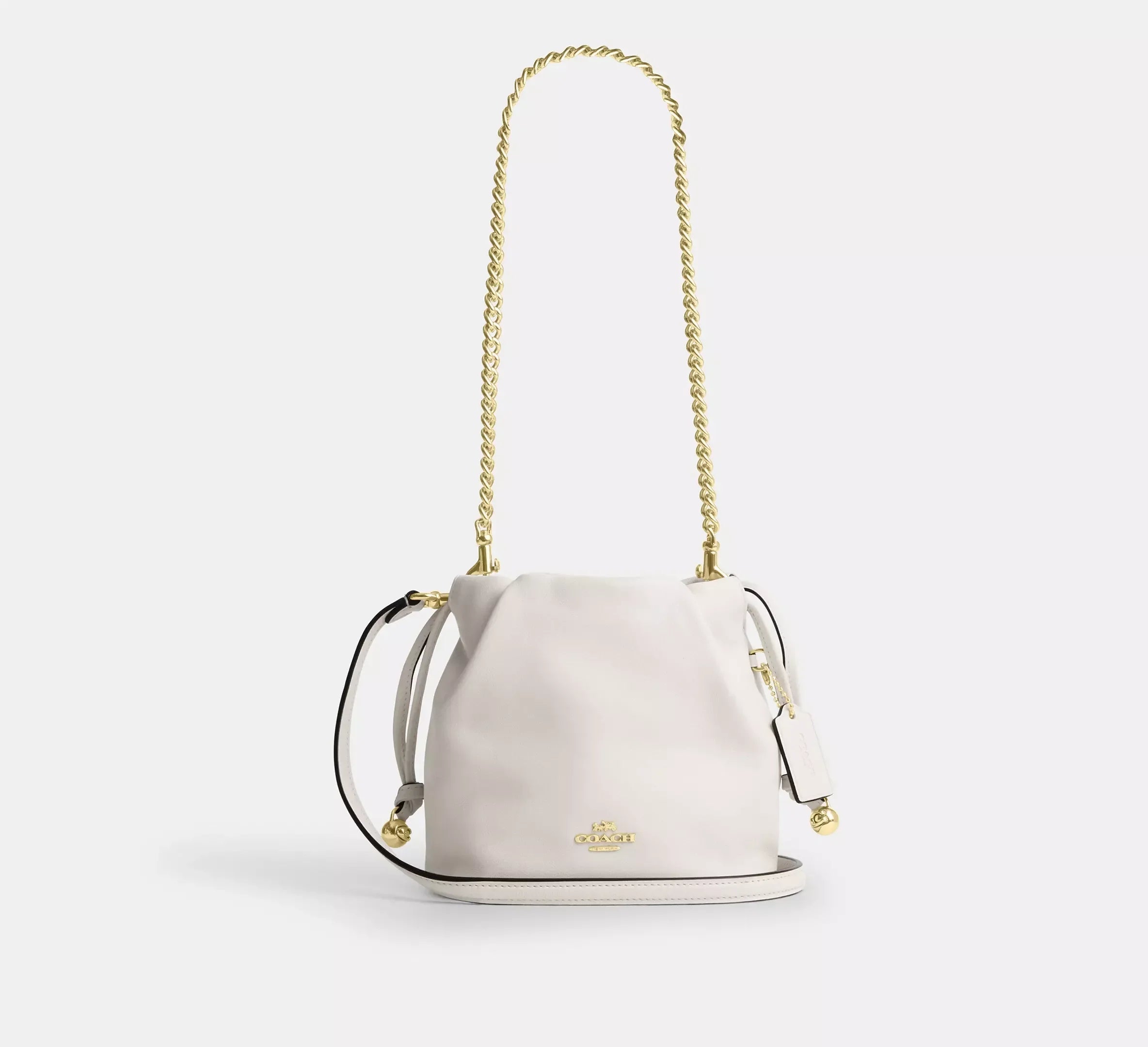 Coach Faye Mini Drawstring Bag With Ruching – Gold/Chalk - Sneaker Türkiye
