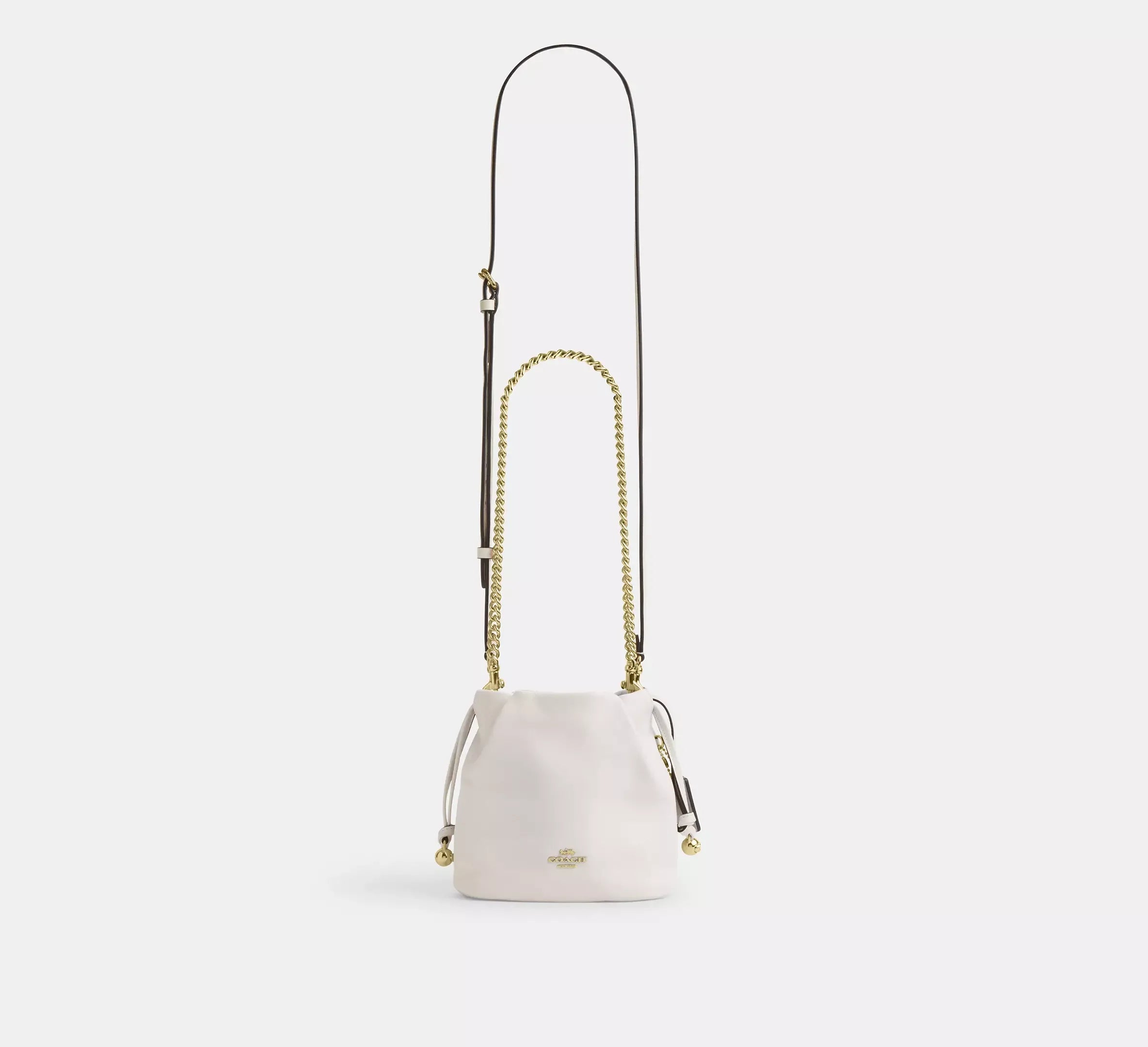 Coach Faye Mini Drawstring Bag With Ruching – Gold/Chalk - Sneaker Türkiye