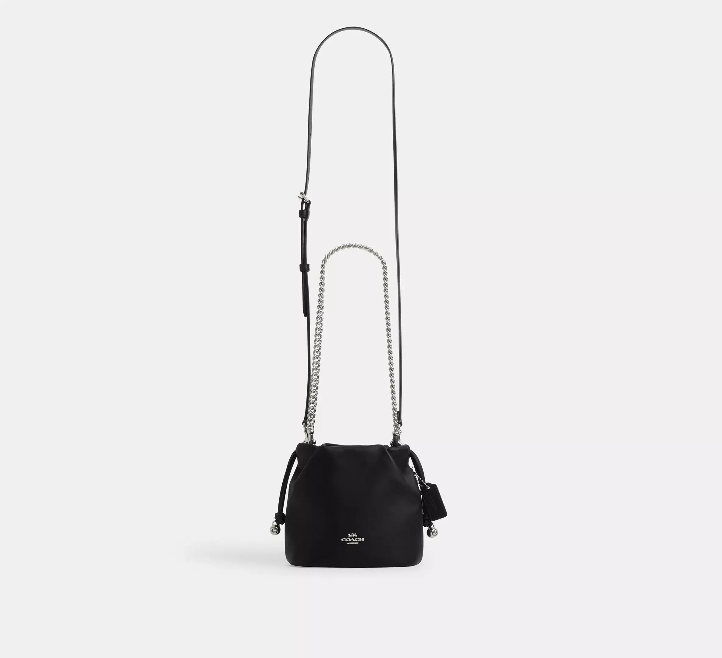 Coach Faye Mini Drawstring Bag With Ruching – Silver - Sneaker Türkiye