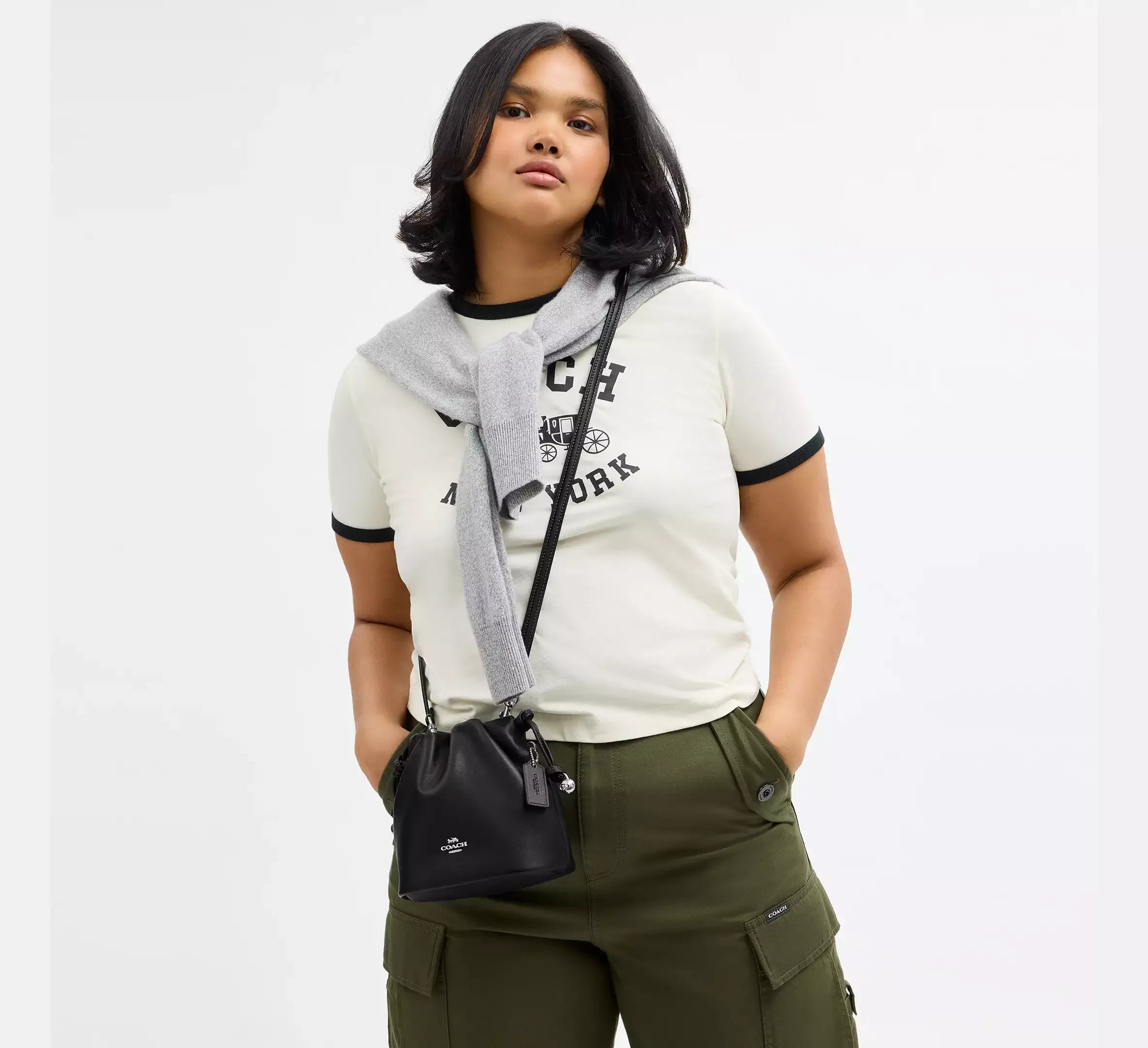 Coach Faye Mini Drawstring Bag With Ruching – Silver - Sneaker Türkiye