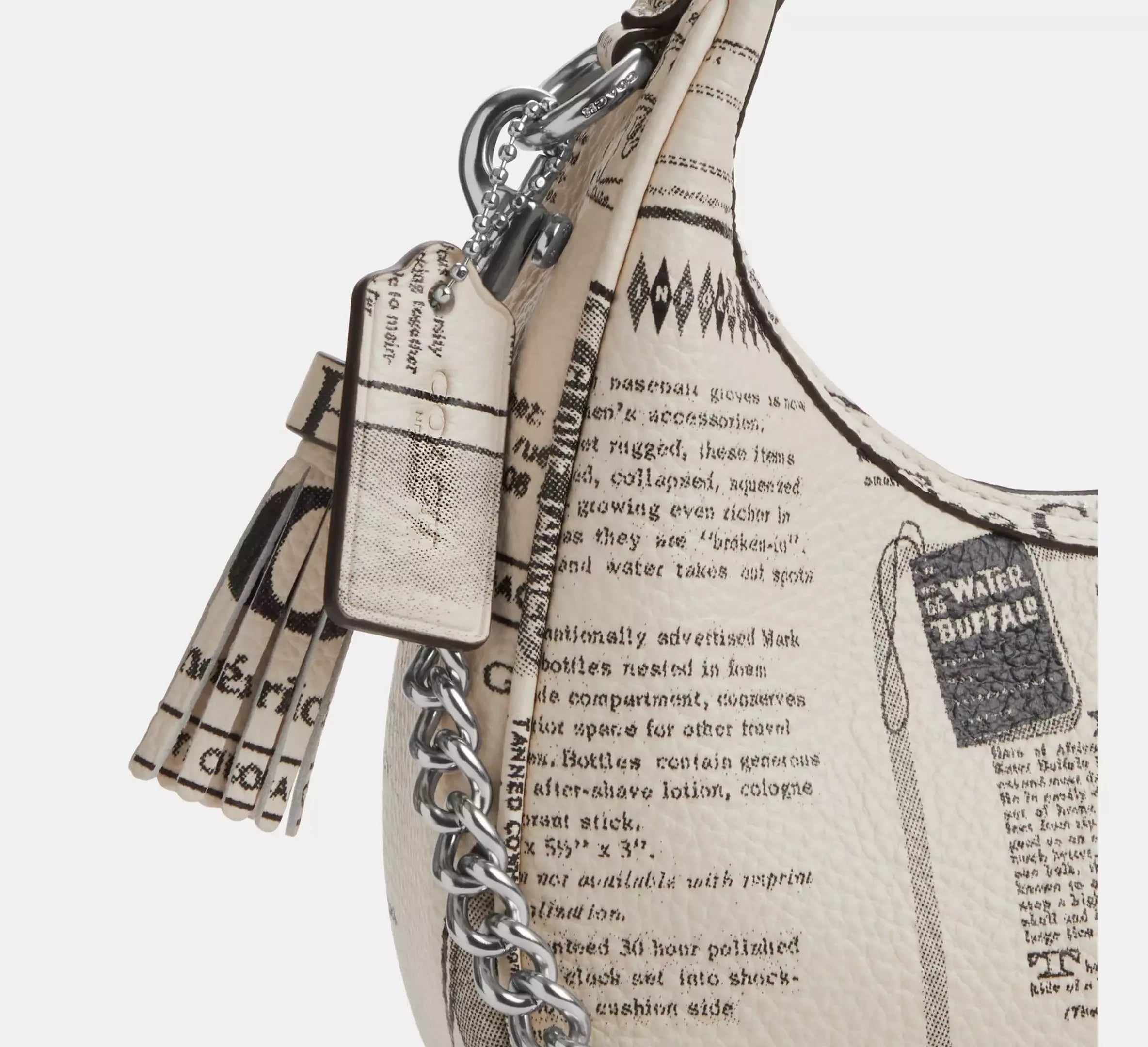 Coach Carmen Mini Crossbody Bag With Newspaper Print – Silver/Chalk Multi - Sneaker Türkiye