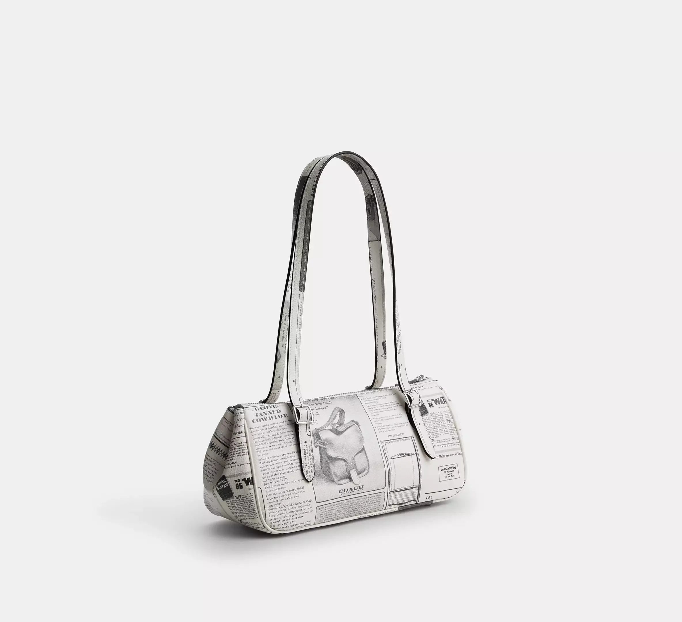 Coach Asher Shoulder Bag With Newspaper Print – Silver/Chalk Multi - Sneaker Türkiye