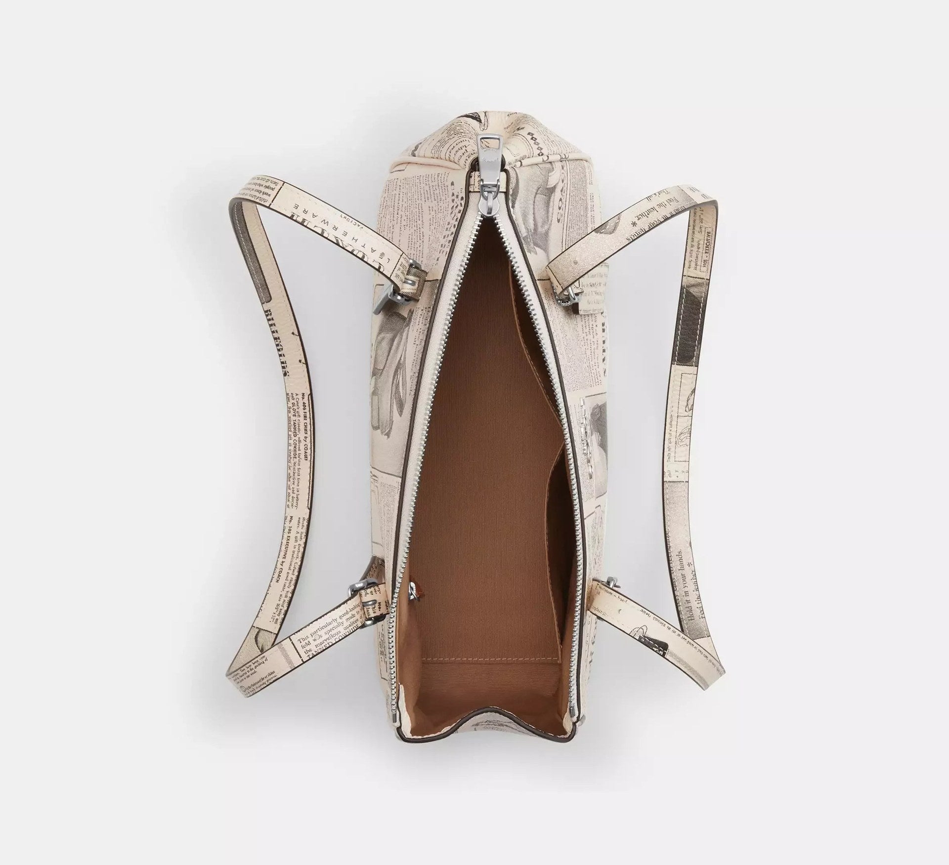 Coach Asher Shoulder Bag With Newspaper Print – Silver/Chalk Multi - Sneaker Türkiye