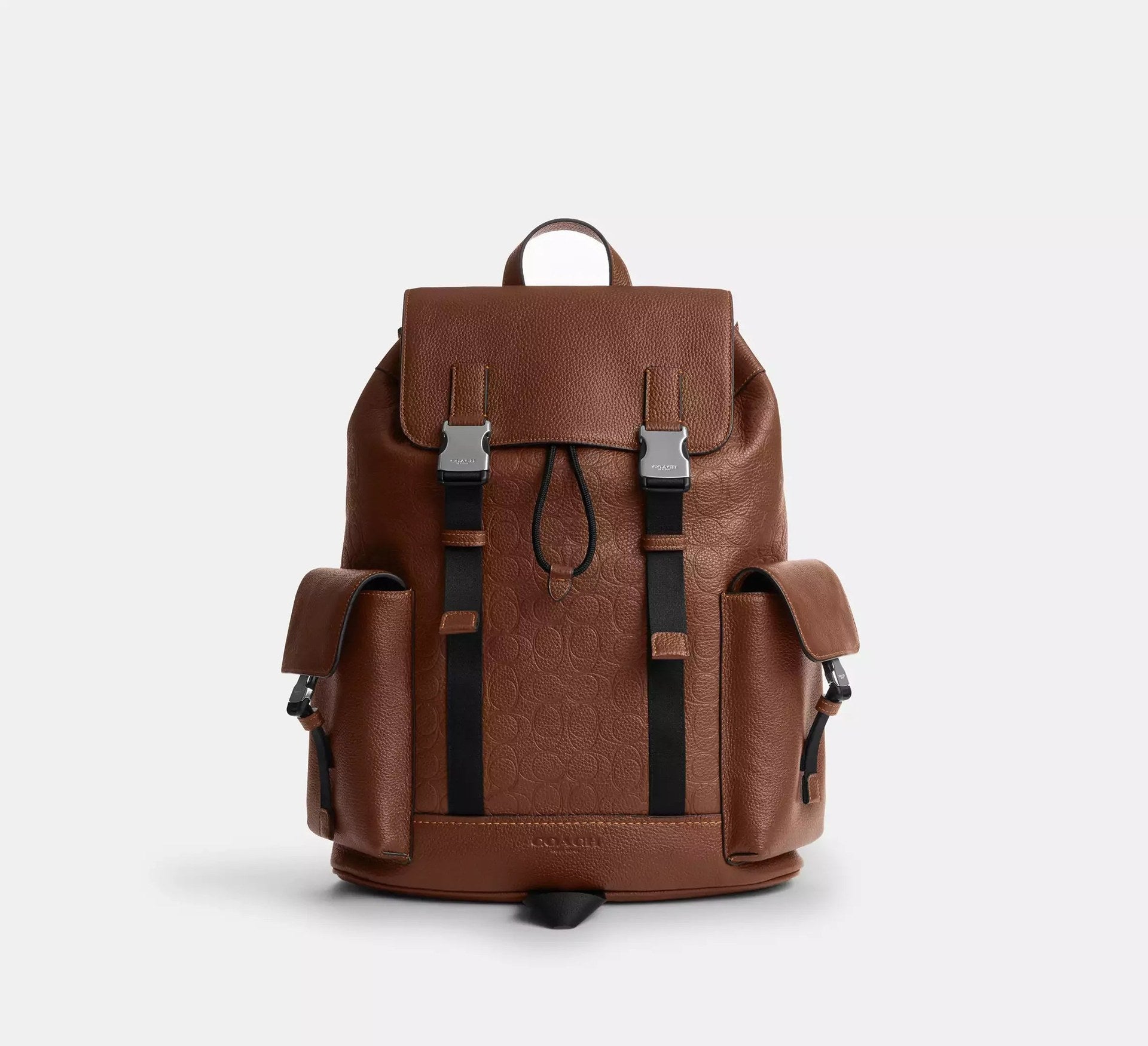 Coach Clark Backpack In Signature Leather – Silver/Vintage Brown - Sneaker Türkiye