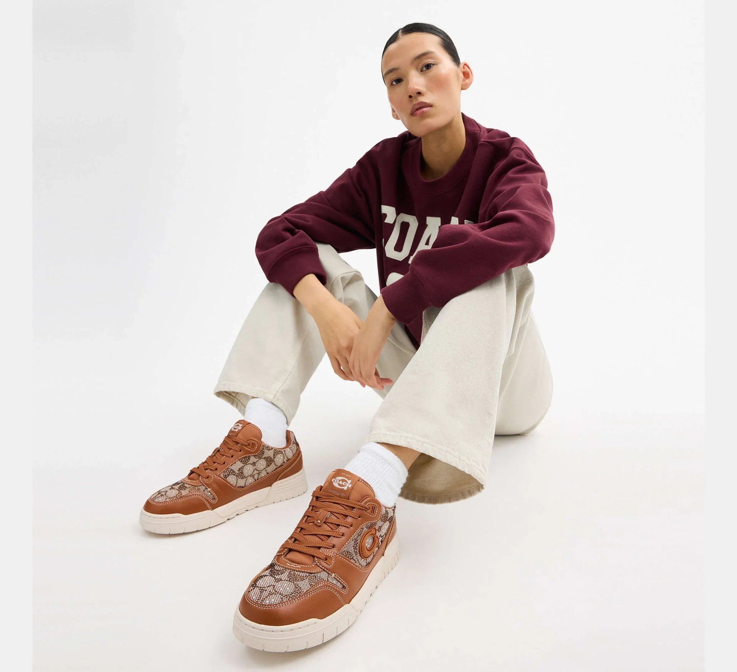 Coach Women’s Soho Sneaker In Crystal Signature Jacquard – Cocoa/Burnished Amber - Sneaker Türkiye