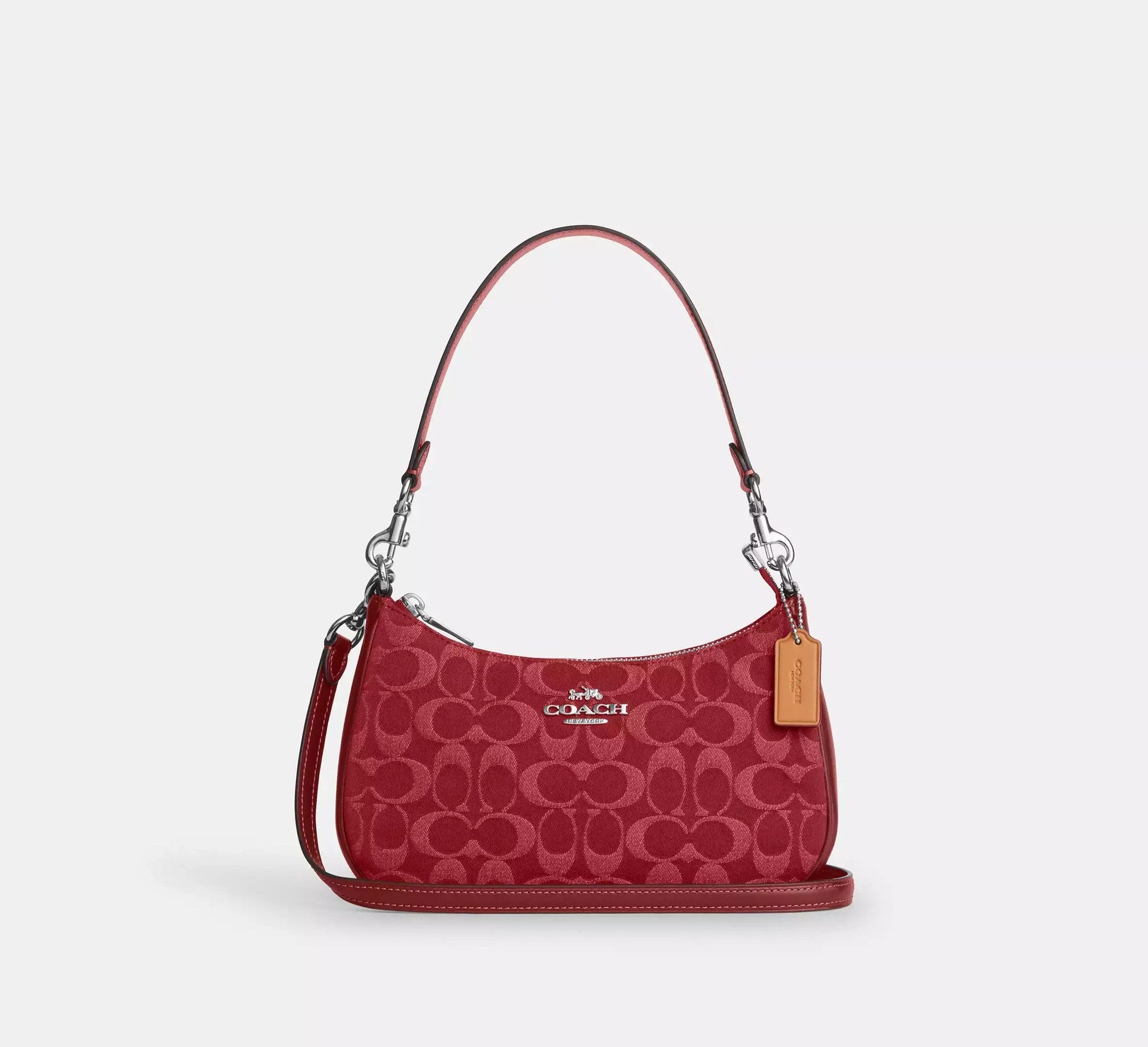 Coach Teri Shoulder Bag In Signature Denim – Silver/True Red - Sneaker Türkiye