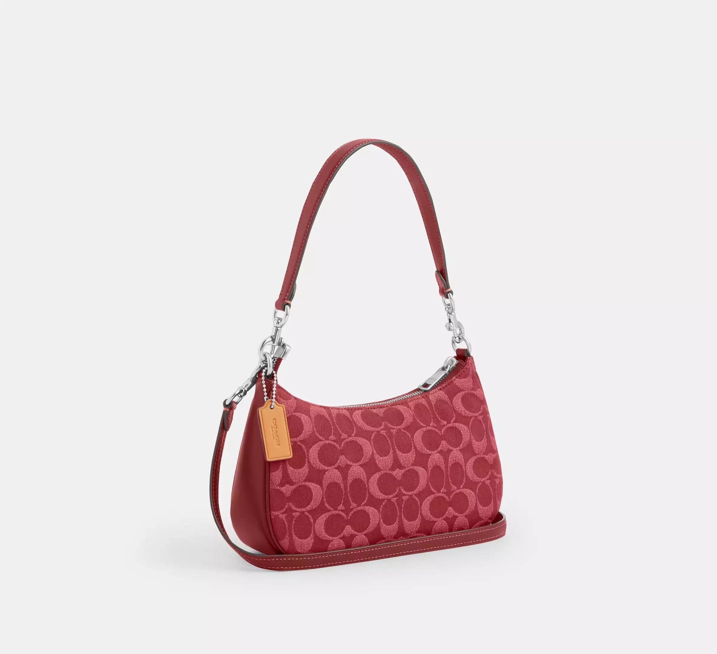 Coach Teri Shoulder Bag In Signature Denim – Silver/True Red - Sneaker Türkiye