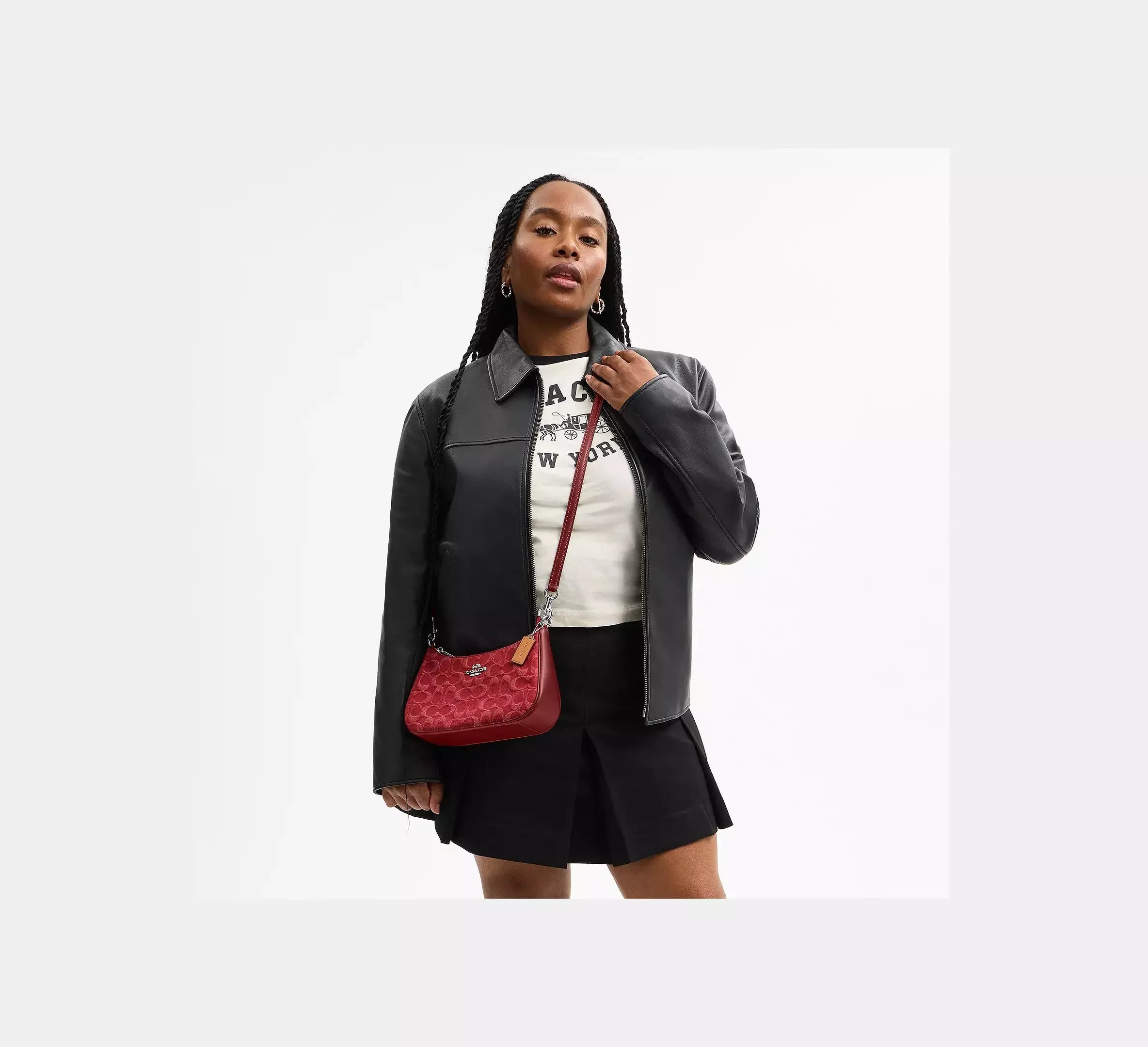 Coach Teri Shoulder Bag In Signature Denim – Silver/True Red - Sneaker Türkiye