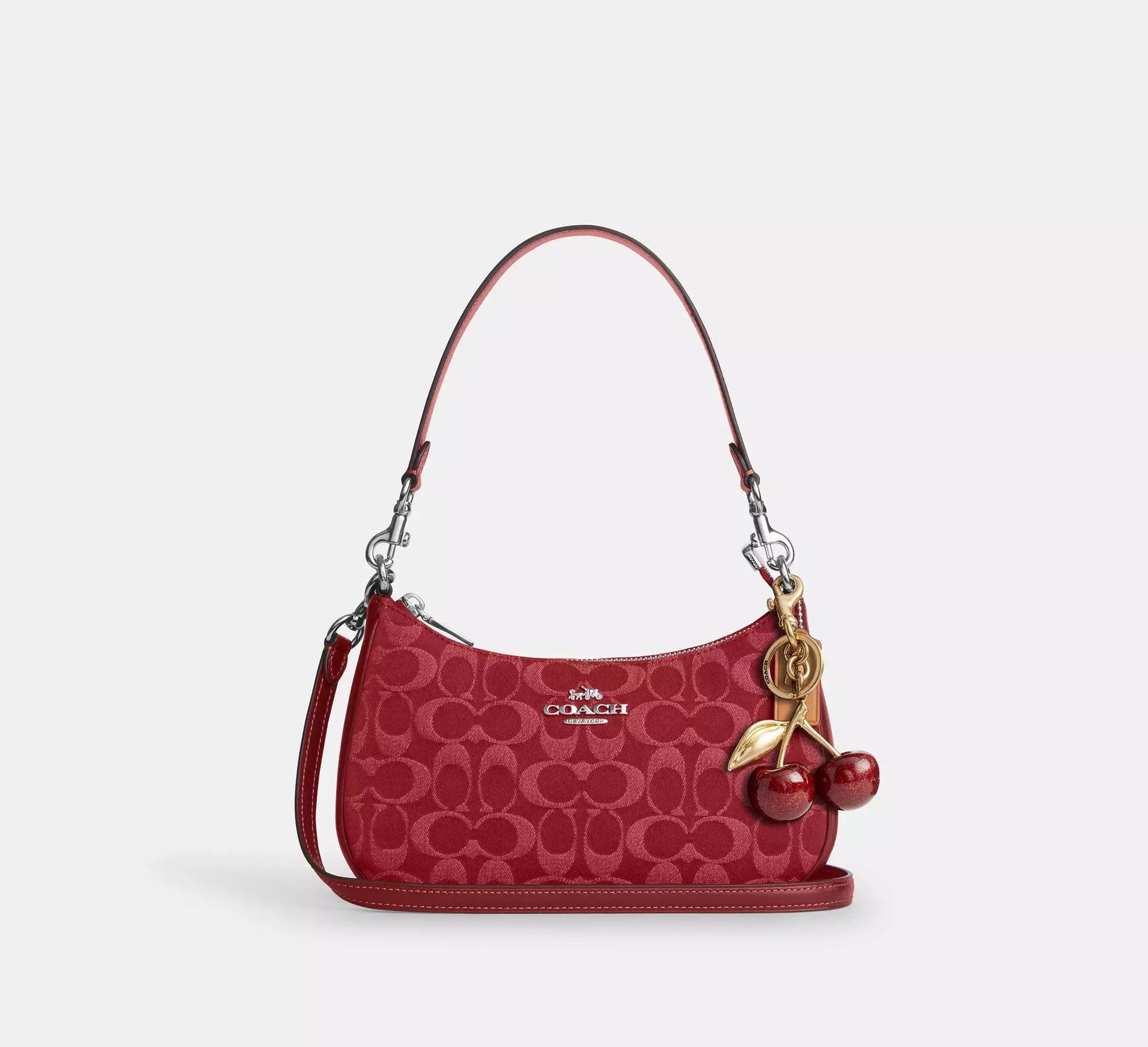 Coach Teri Shoulder Bag In Signature Denim – Silver/True Red - Sneaker Türkiye