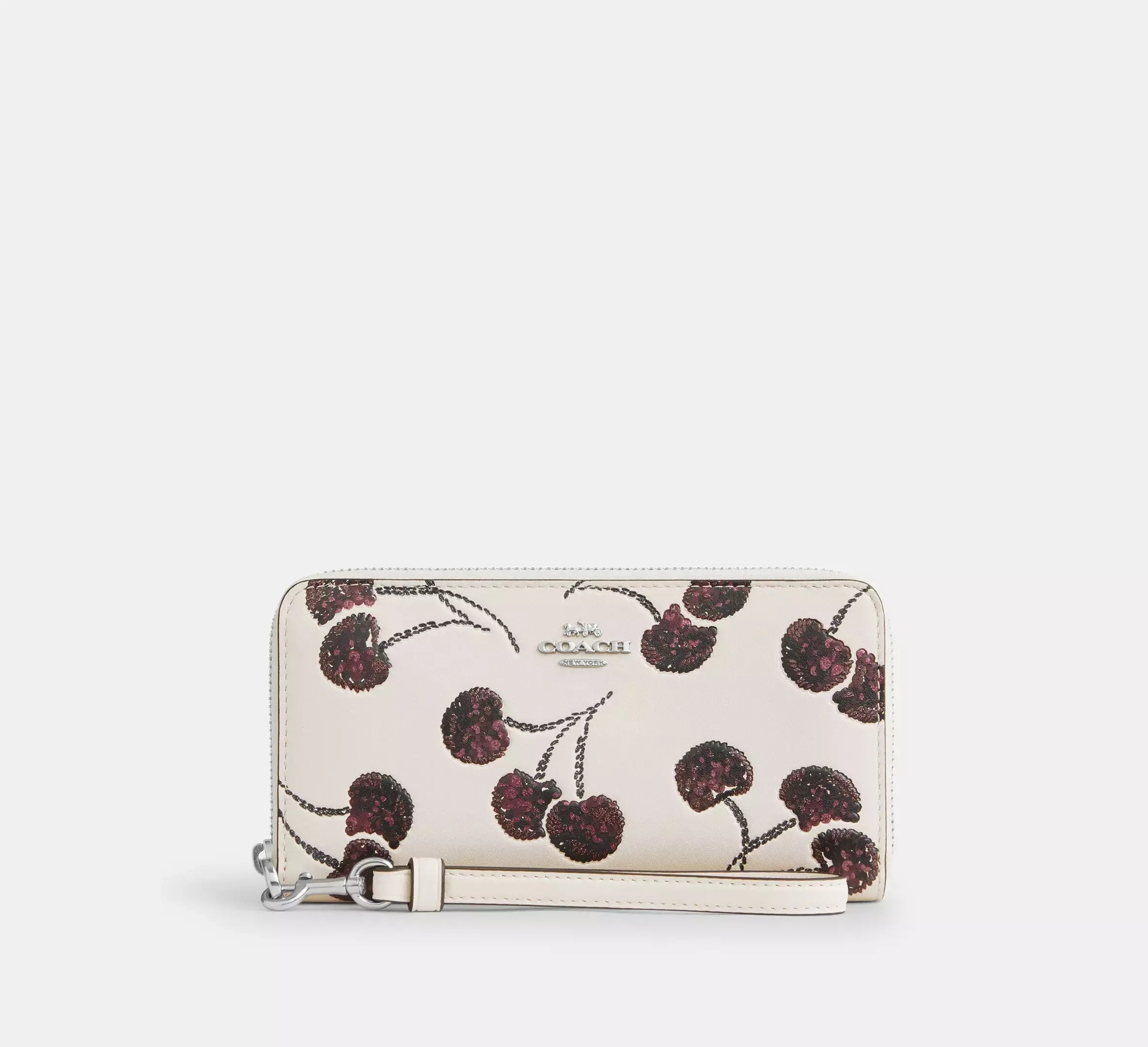 Coach Long Zip Around Wallet With Cherry Print – Silver/Chalk Multi - Sneaker Türkiye
