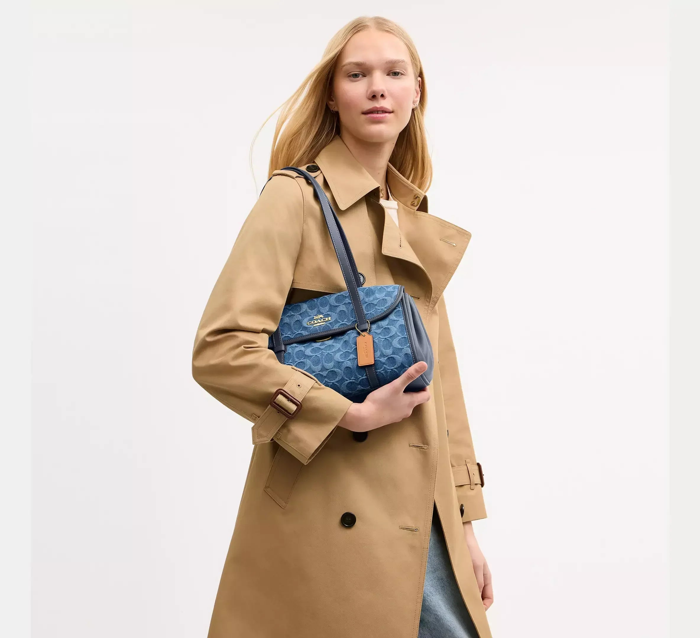Coach Bridget Flap Shoulder Bag In Signature Denim – Gold/Indigo - Sneaker Türkiye