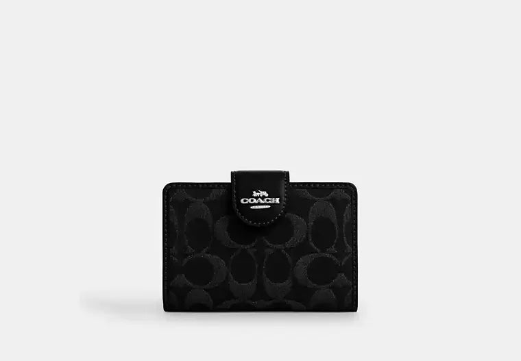 Coach Medium Corner Zip Wallet In Signature Denim – Silver/Black - Sneaker Türkiye