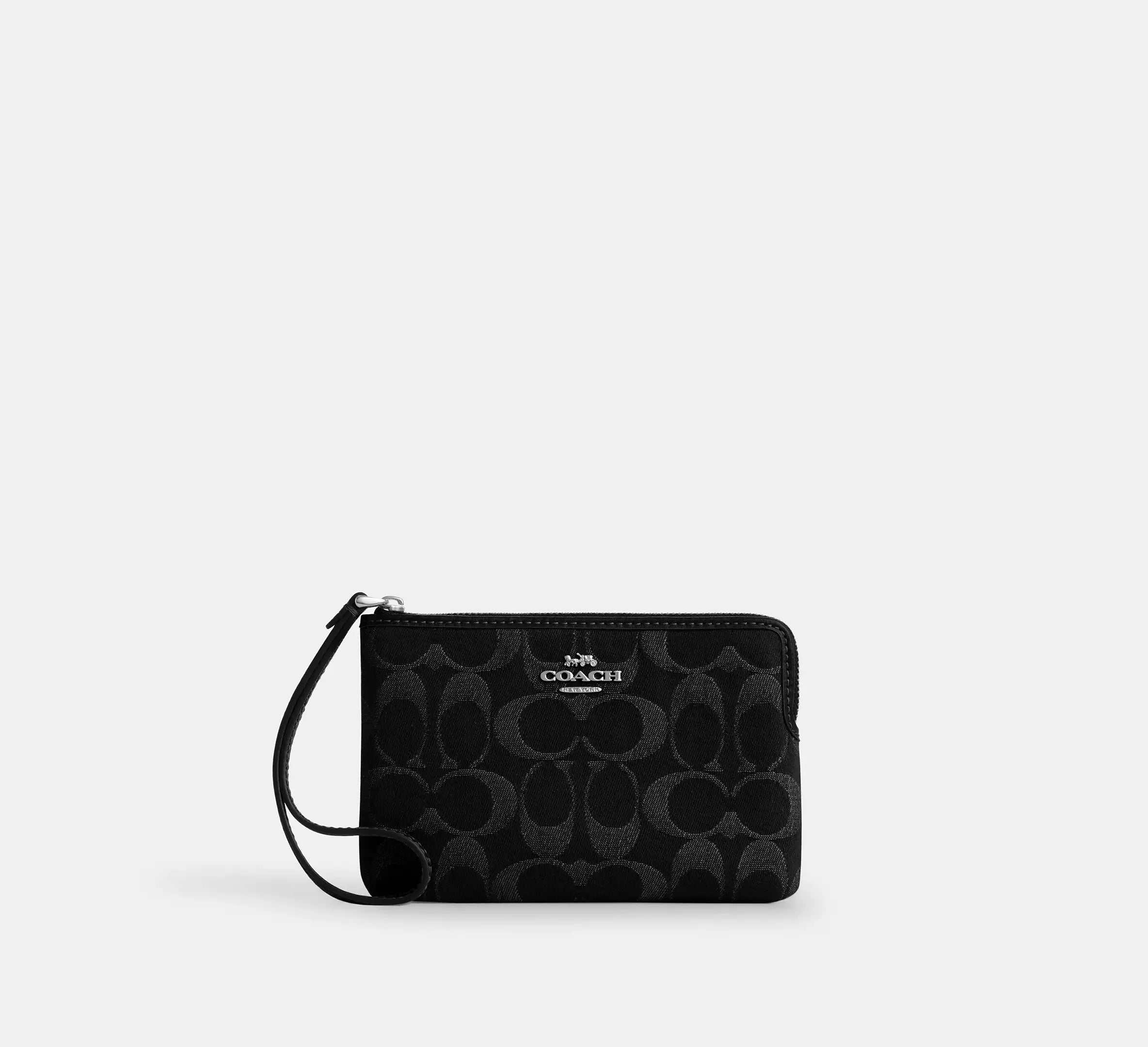 Coach Corner Zip Wristlet In Signature Denim – Silver/Black - Sneaker Türkiye