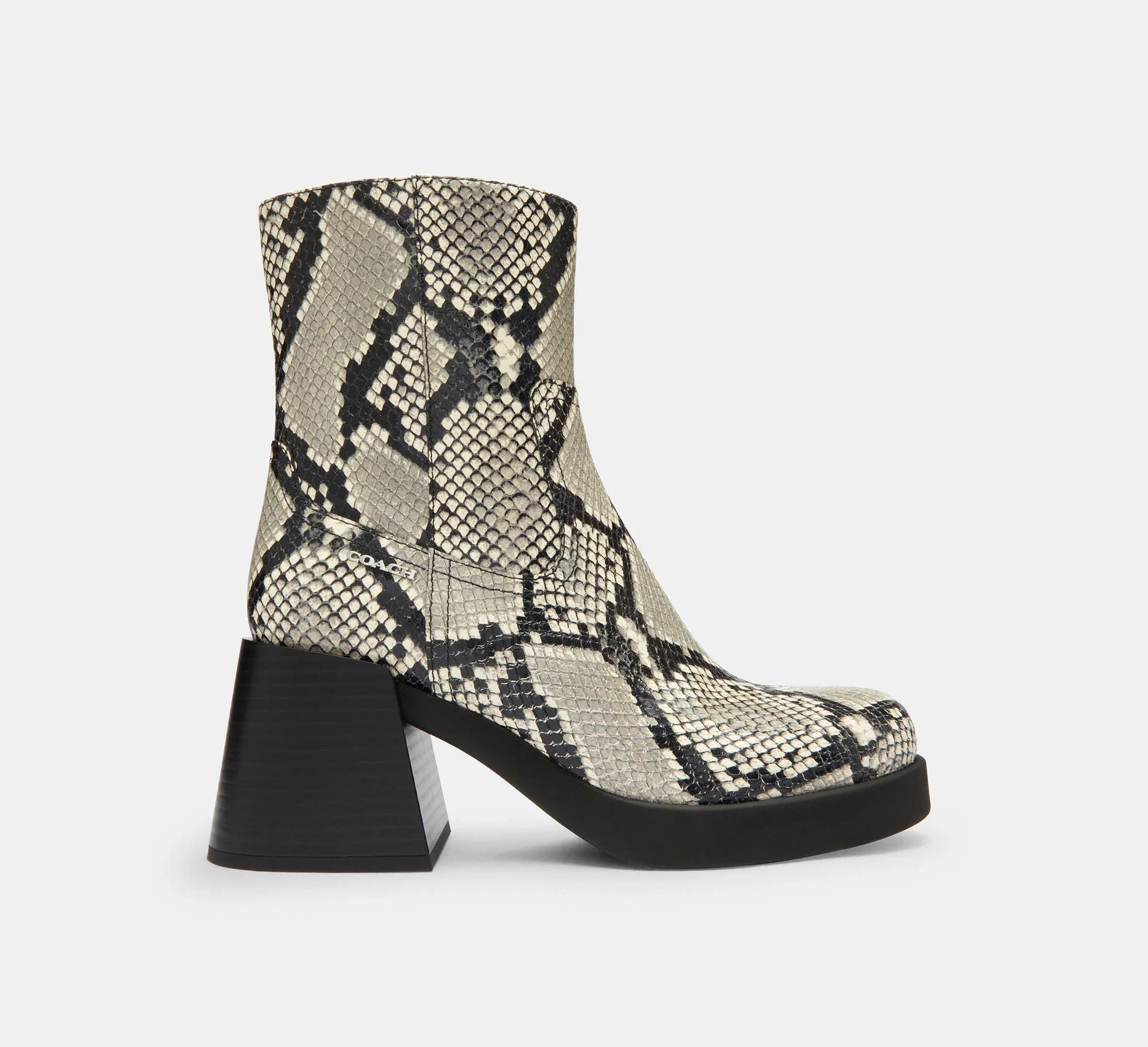 Coach Block Heel Boot With Snake Print – Natural - Sneaker Türkiye