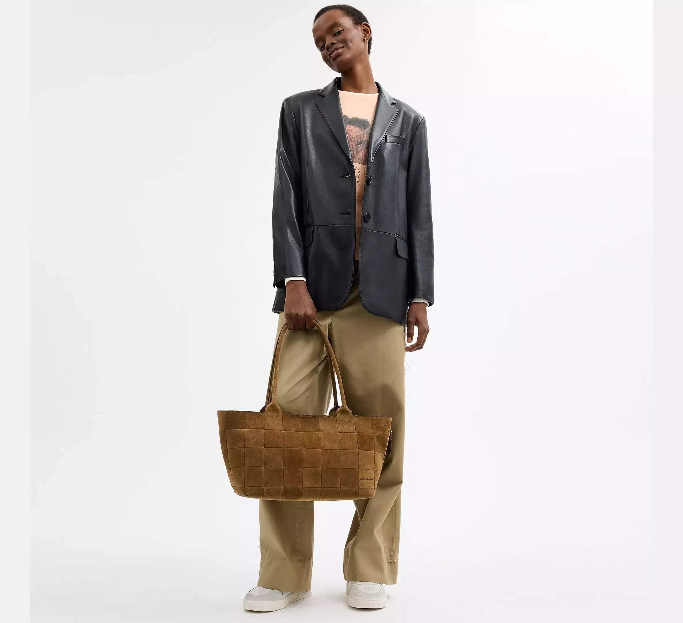 Coach Large Tote Bag In Upcrafted Suede – Cedar Suede - Sneaker Türkiye