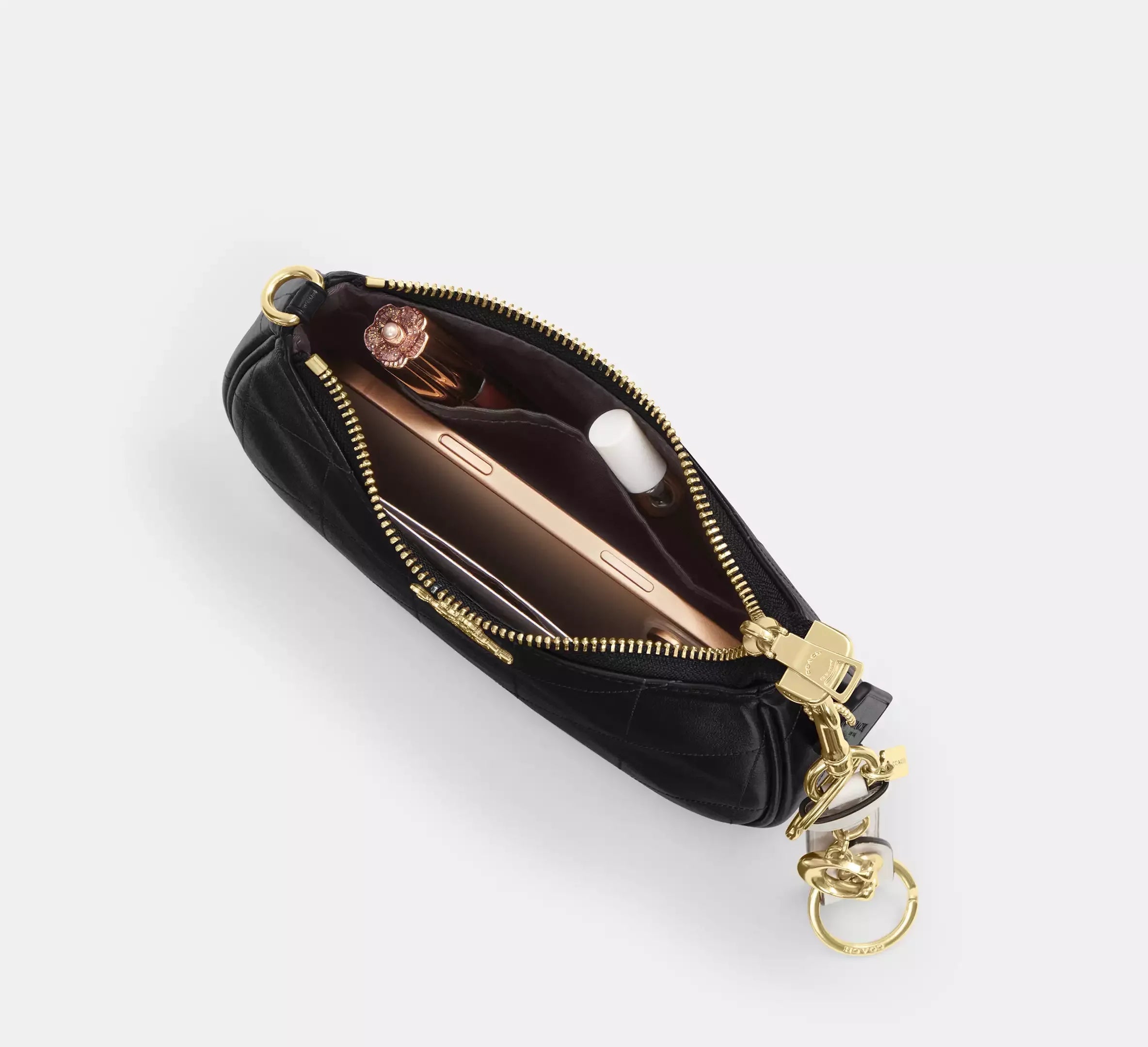 Coach Teri Mini Crossbody Bag With Quilting – Gold/Black - Sneaker Türkiye