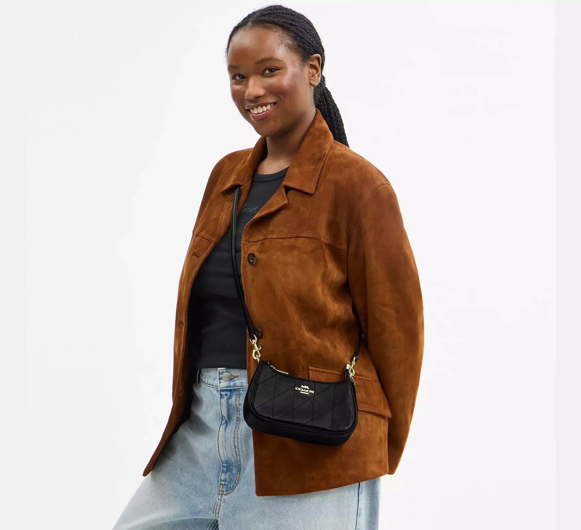 Coach Teri Mini Crossbody Bag With Quilting – Gold/Black - Sneaker Türkiye