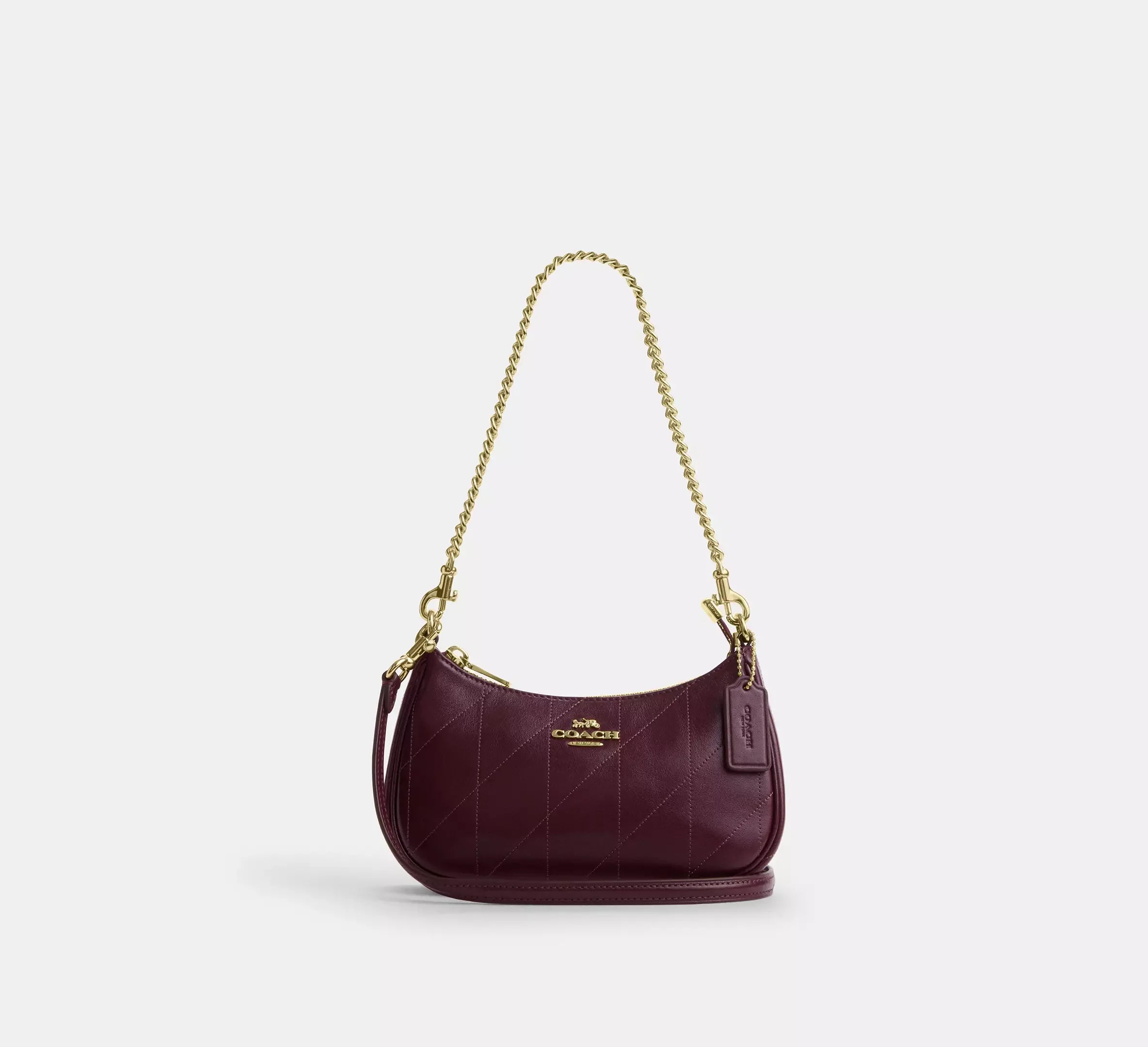 Coach Teri Mini Crossbody Bag With Quilting – Gold/Dark Wine - Sneaker Türkiye