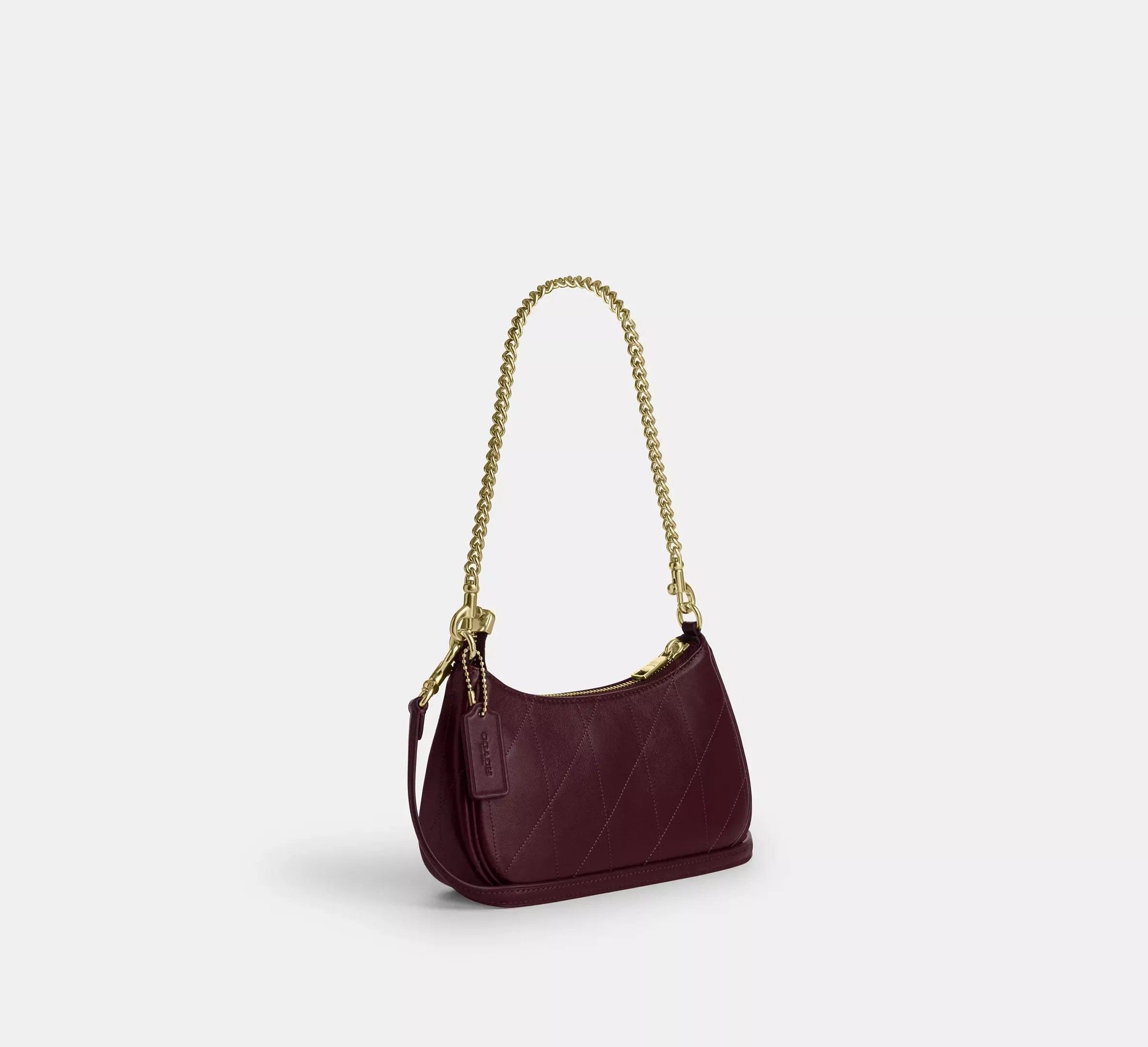 Coach Teri Mini Crossbody Bag With Quilting – Gold/Dark Wine - Sneaker Türkiye