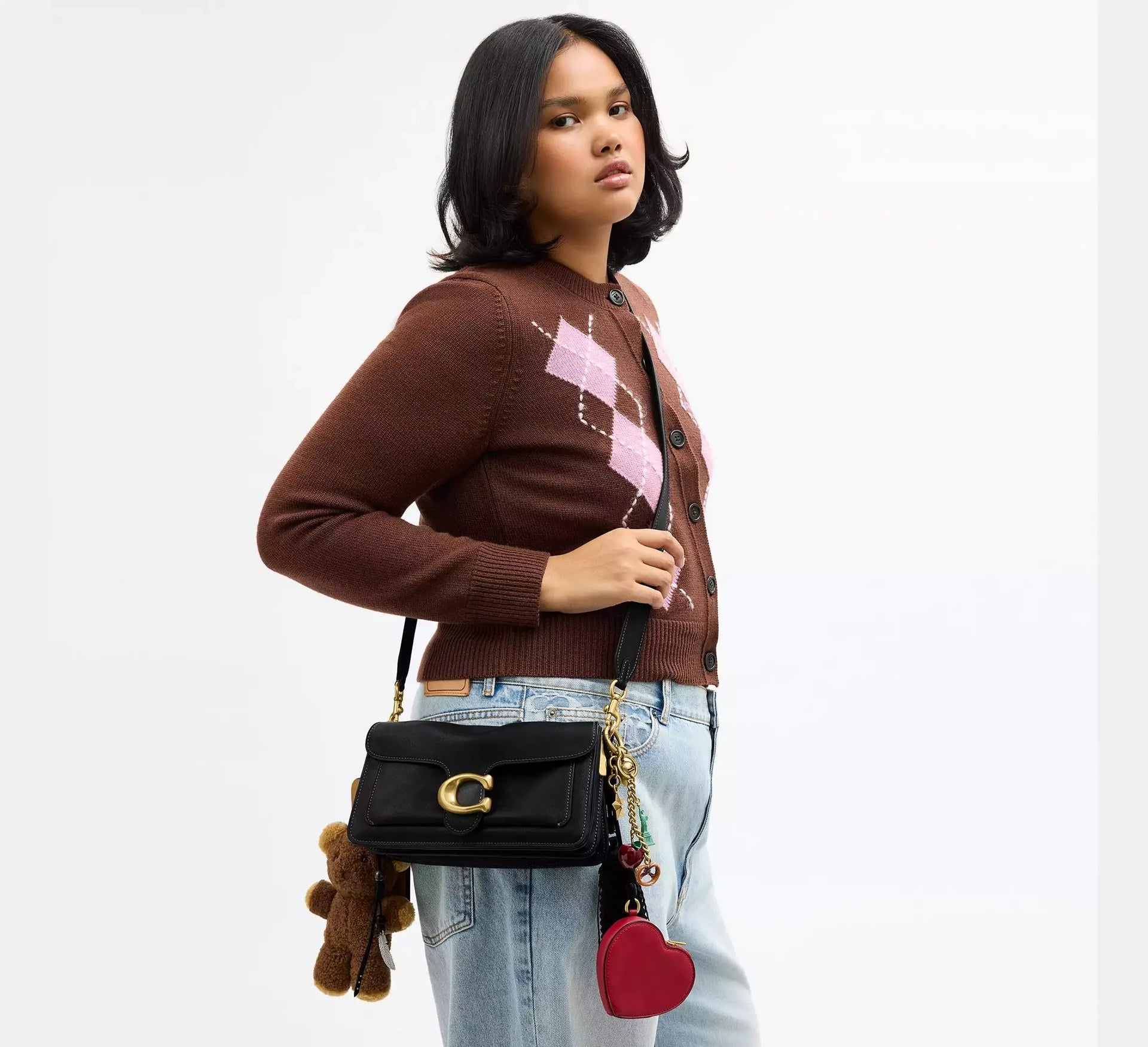 Coach Tabby Shoulder Bag 26 With Charms – Novelty Leather/Brass/Black Multi - Sneaker Türkiye
