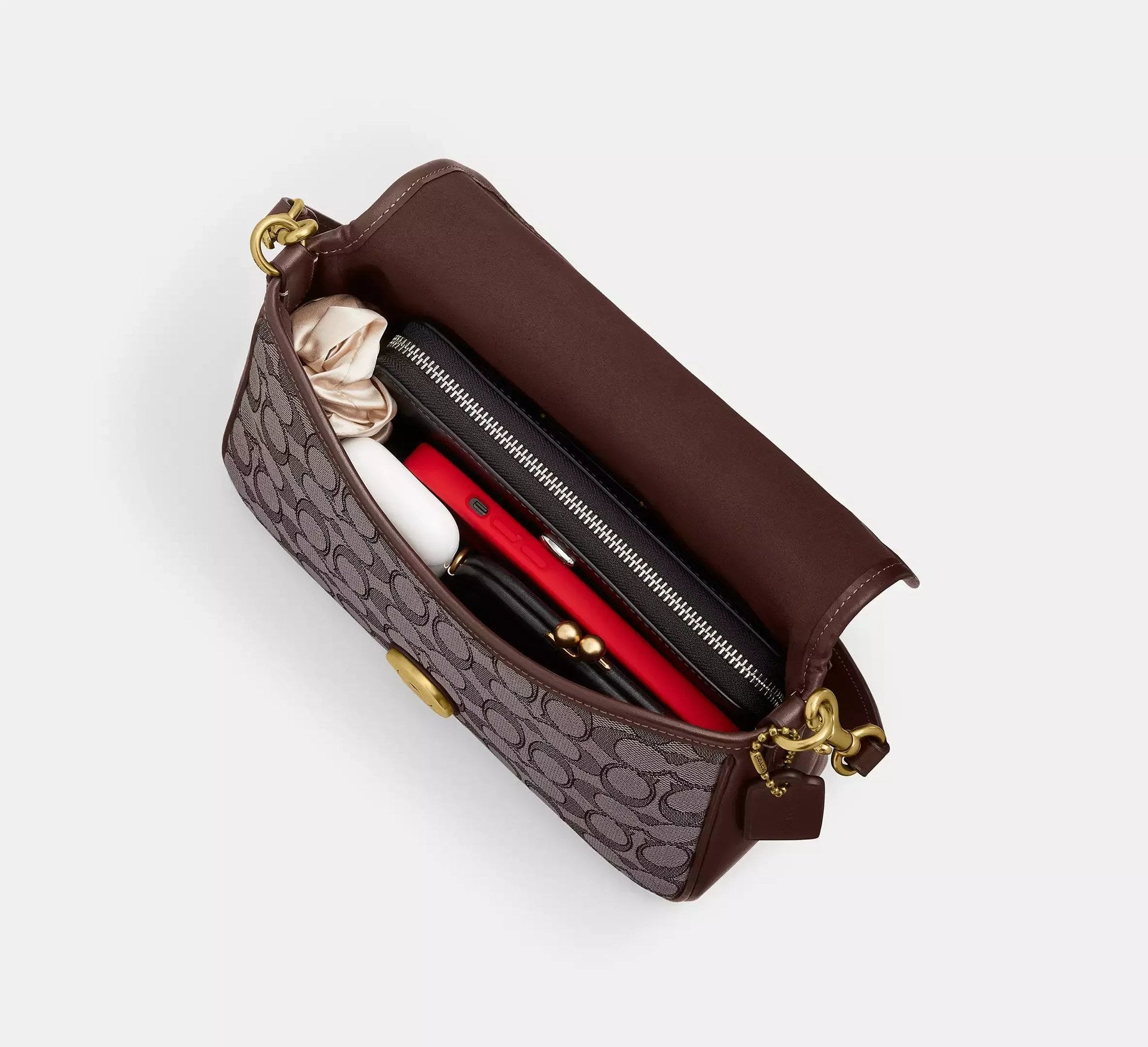 Coach Soft Tabby Shoulder Bag In Signature Jacquard – Brass/Oak Maple - Sneaker Türkiye