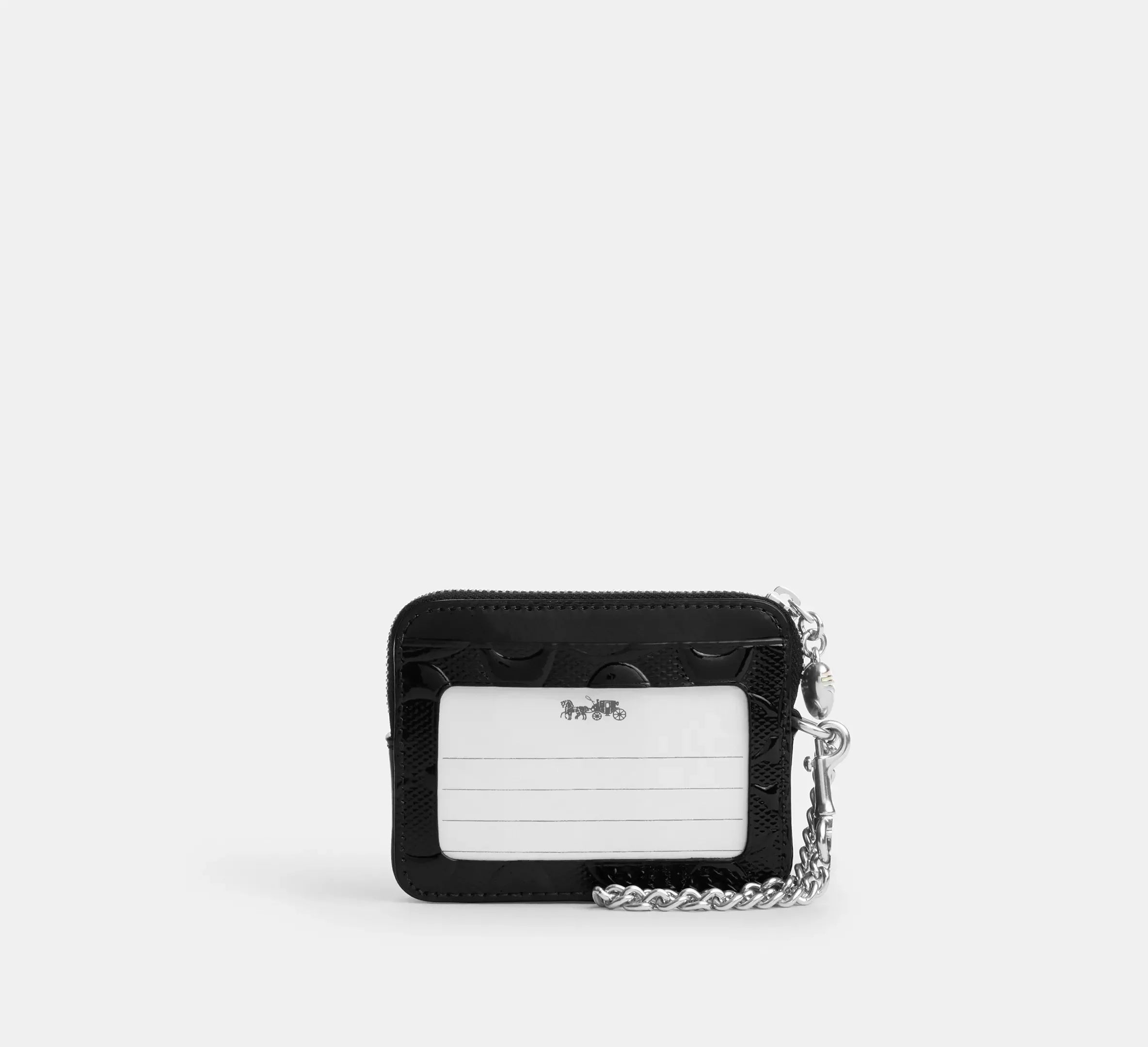 Coach Zip Card Case In Signature Leather With Heart Charm – Silver - Sneaker Türkiye