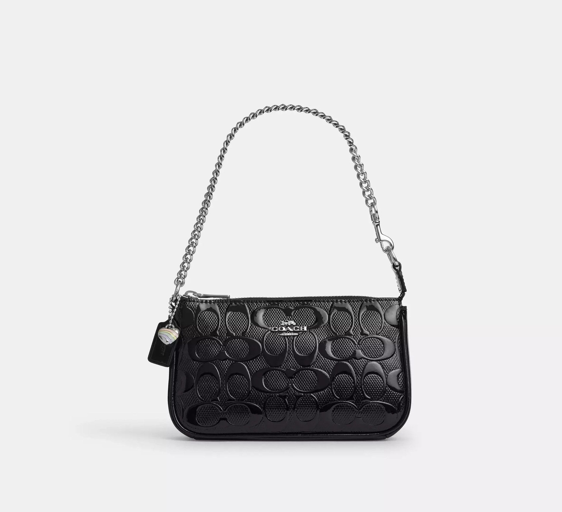 Coach Nolita 19 In Signature Leather With Heart Charm – Silver/Black - Sneaker Türkiye
