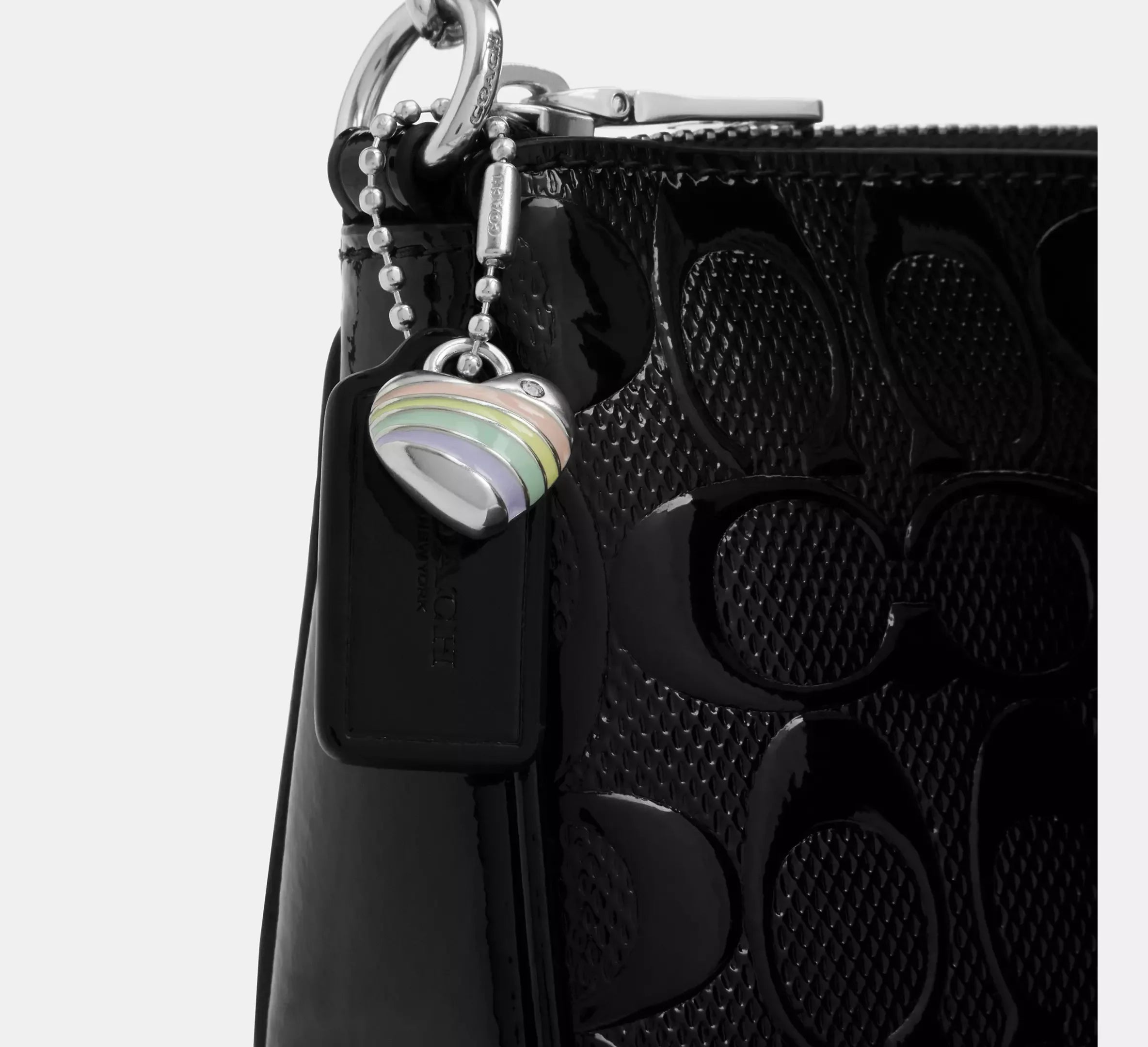Coach Nolita 19 In Signature Leather With Heart Charm – Silver/Black - Sneaker Türkiye
