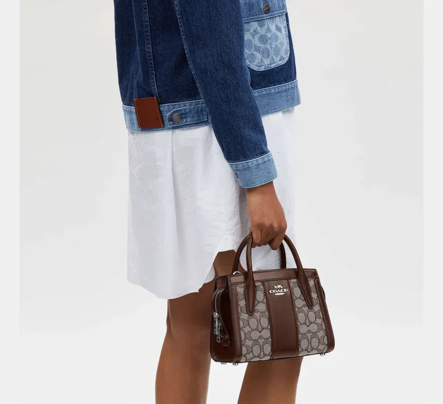 Coach Andrea Carryall Bag In Signature Jacquard Silver/Oak/Maple - Sneaker Türkiye