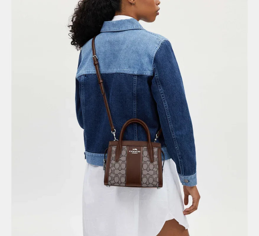 Coach Andrea Carryall Bag In Signature Jacquard Silver/Oak/Maple - Sneaker Türkiye