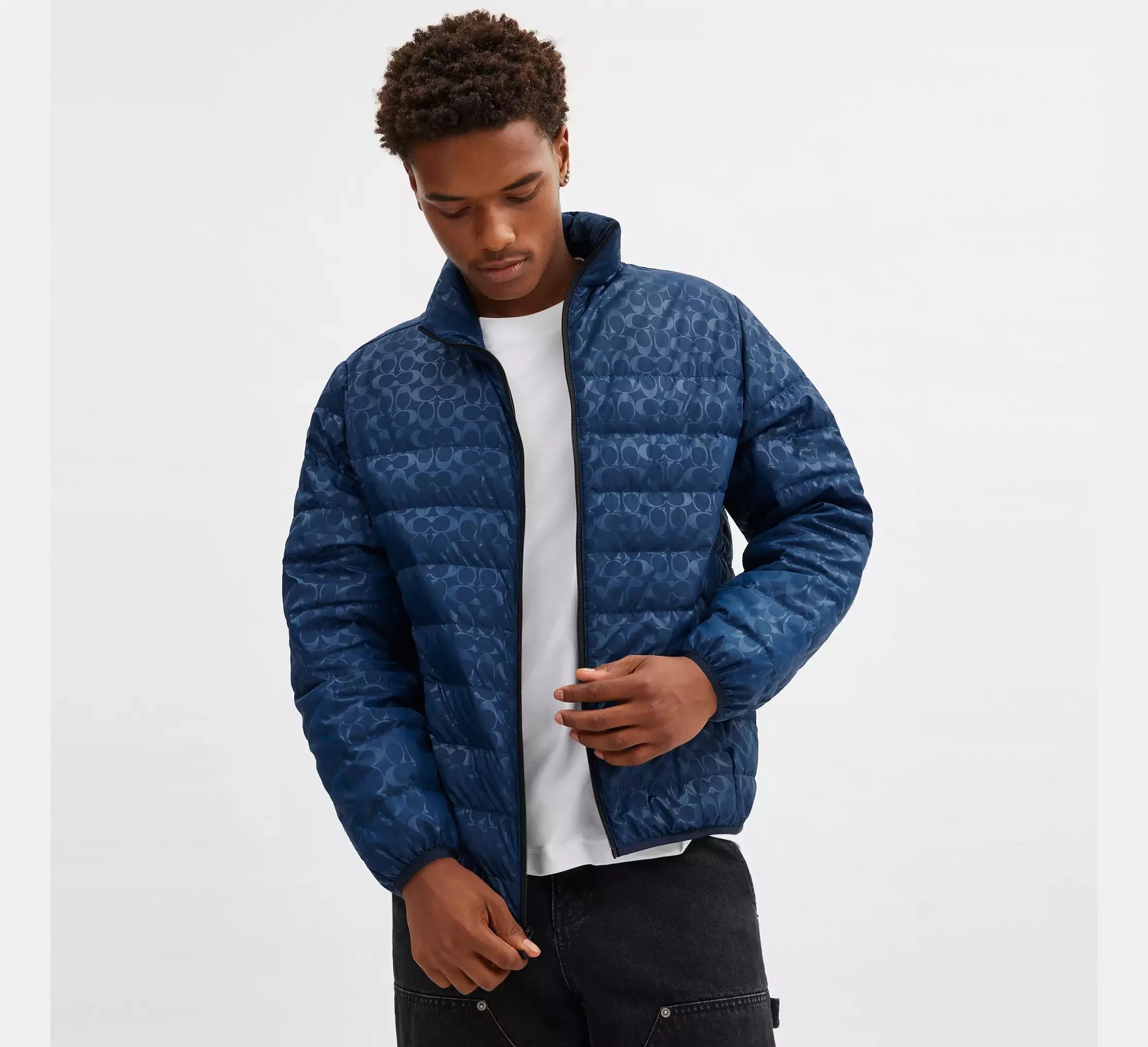 Coach Lightweight Down Jacket In Recycled – Washed Navy - Sneaker Türkiye