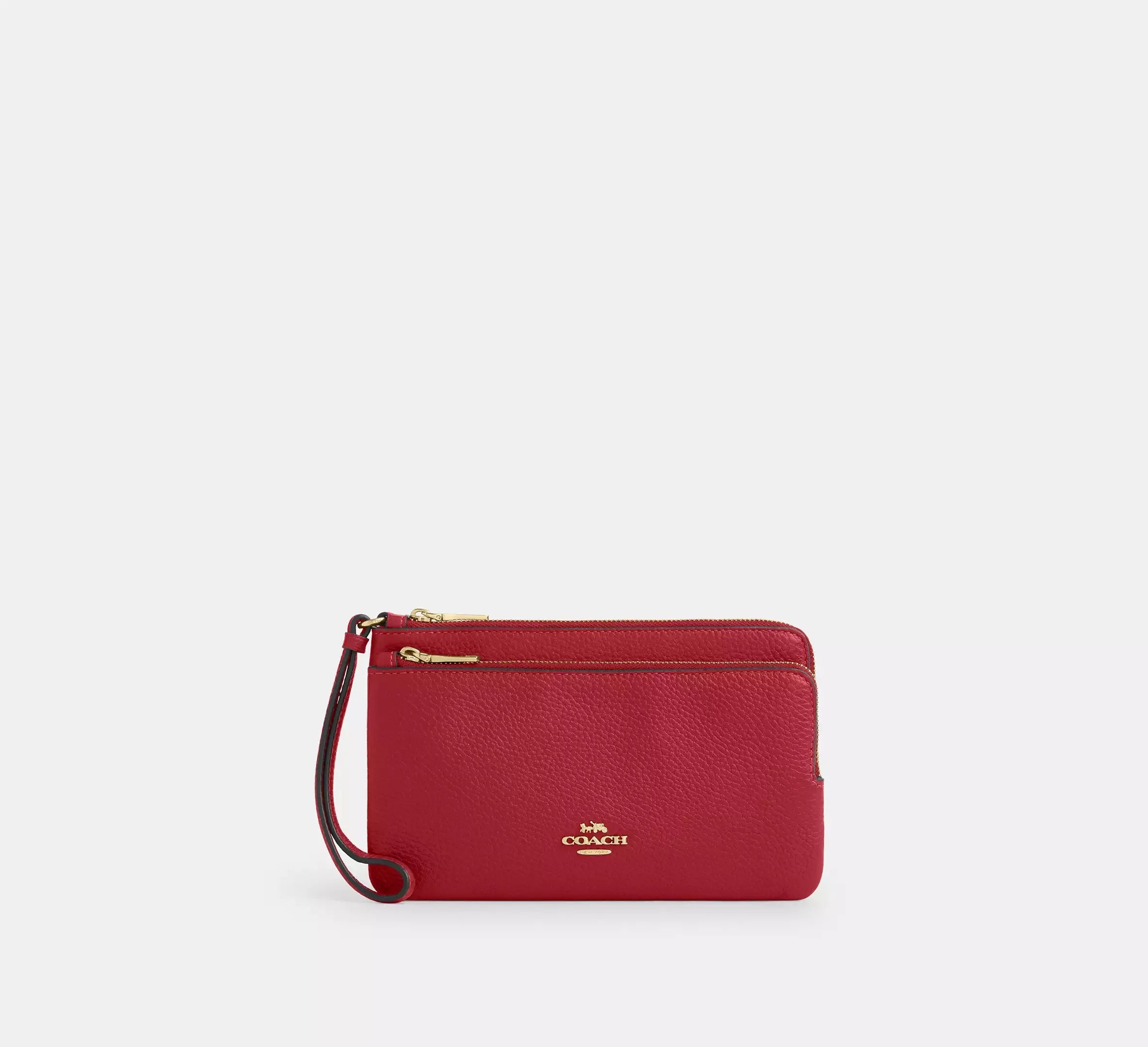 Coach Double Zip Wallet In Signature – Gold/True Red - Sneaker Türkiye