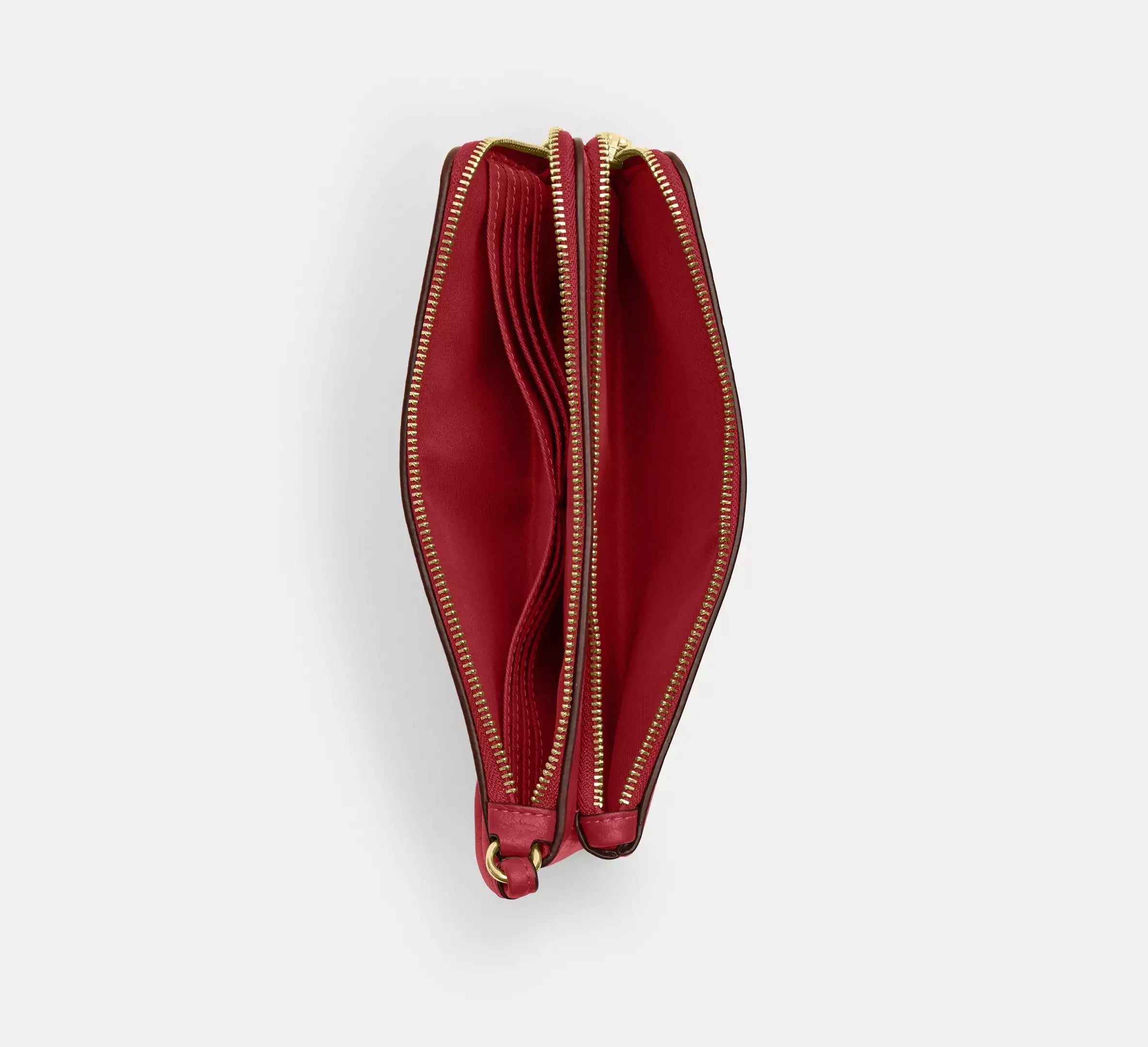 Coach Double Zip Wallet In Signature – Gold/True Red - Sneaker Türkiye