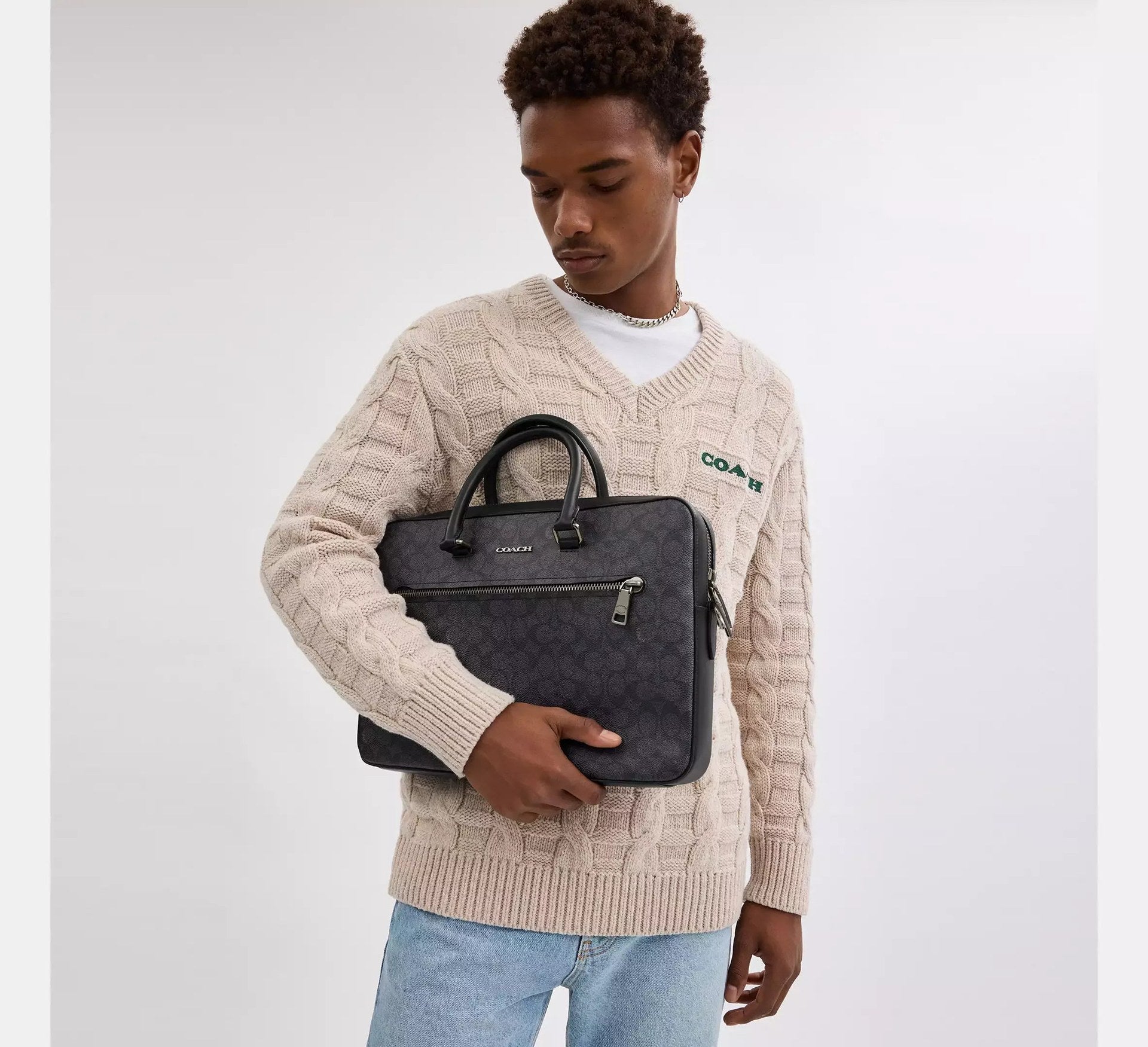 Coach Ethan Slim Brief In Signature – Gunmetal/Charcoal/Black - Sneaker Türkiye