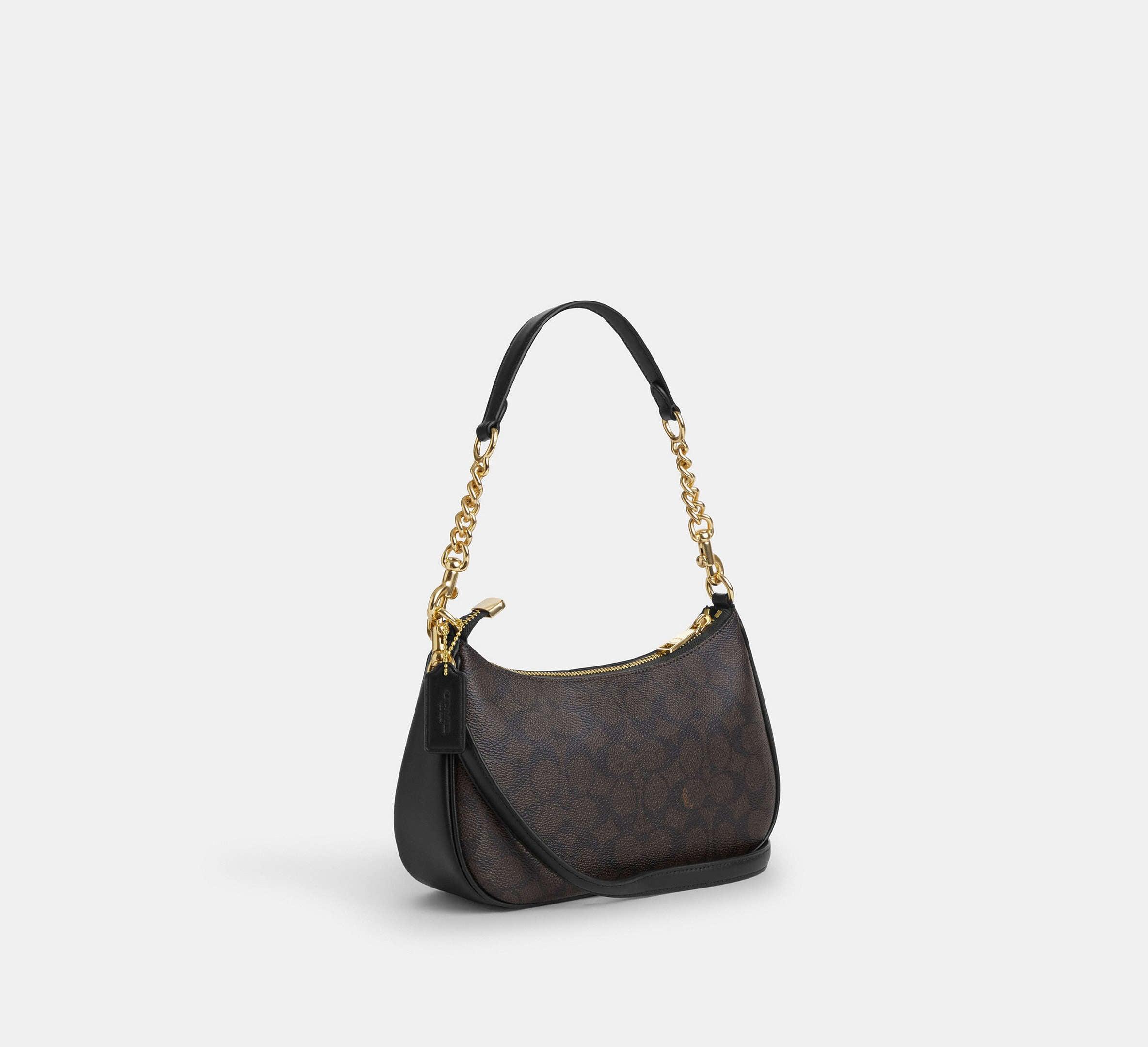 Coach Teri Shoulder Bag In Signature – Gold/Walnut/Black - Sneaker Türkiye