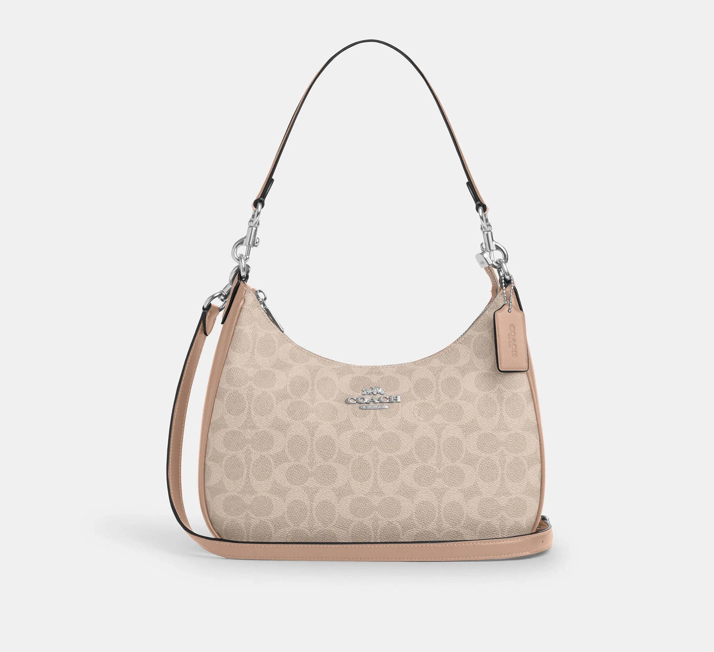 Coach Teri Hobo Bag In Signature – Silver/Sand/Taupe - Sneaker Türkiye